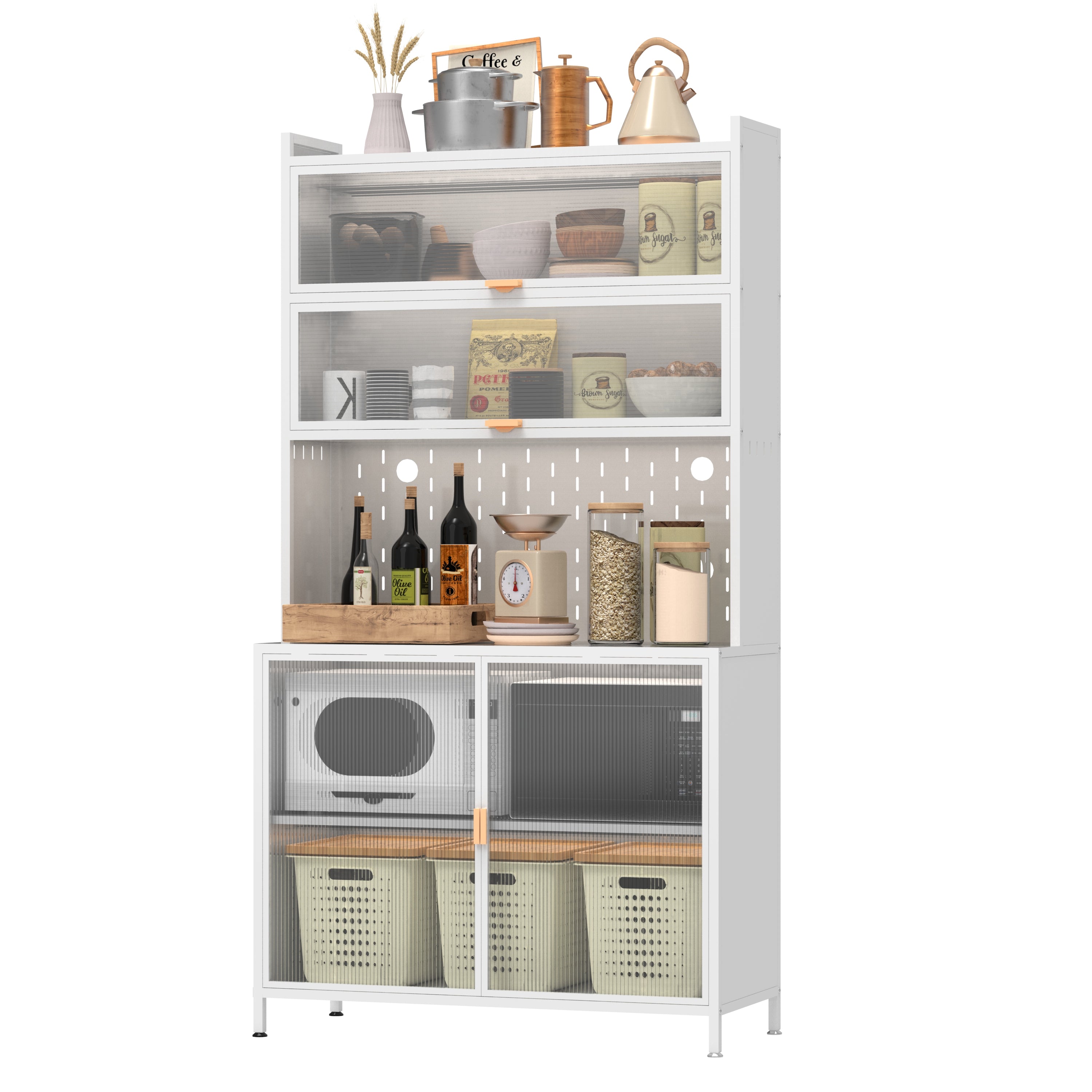 Large Kitchen Storage Cabinet | 73" Pantry Organizer with Flip Doors