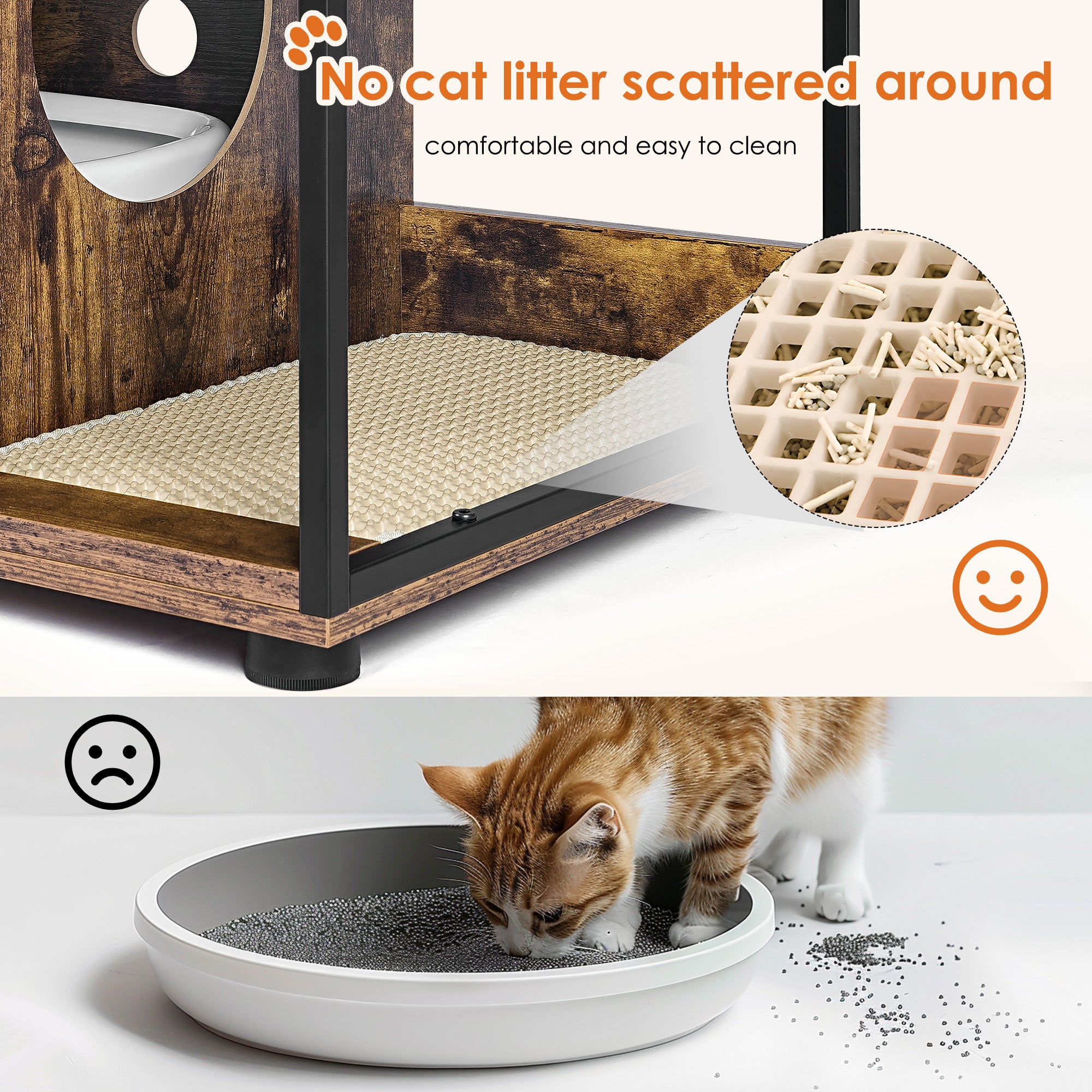 OMCPET Cat Litter Box Enclosure – Multi-Cat Cabinet with Hidden Storage Design