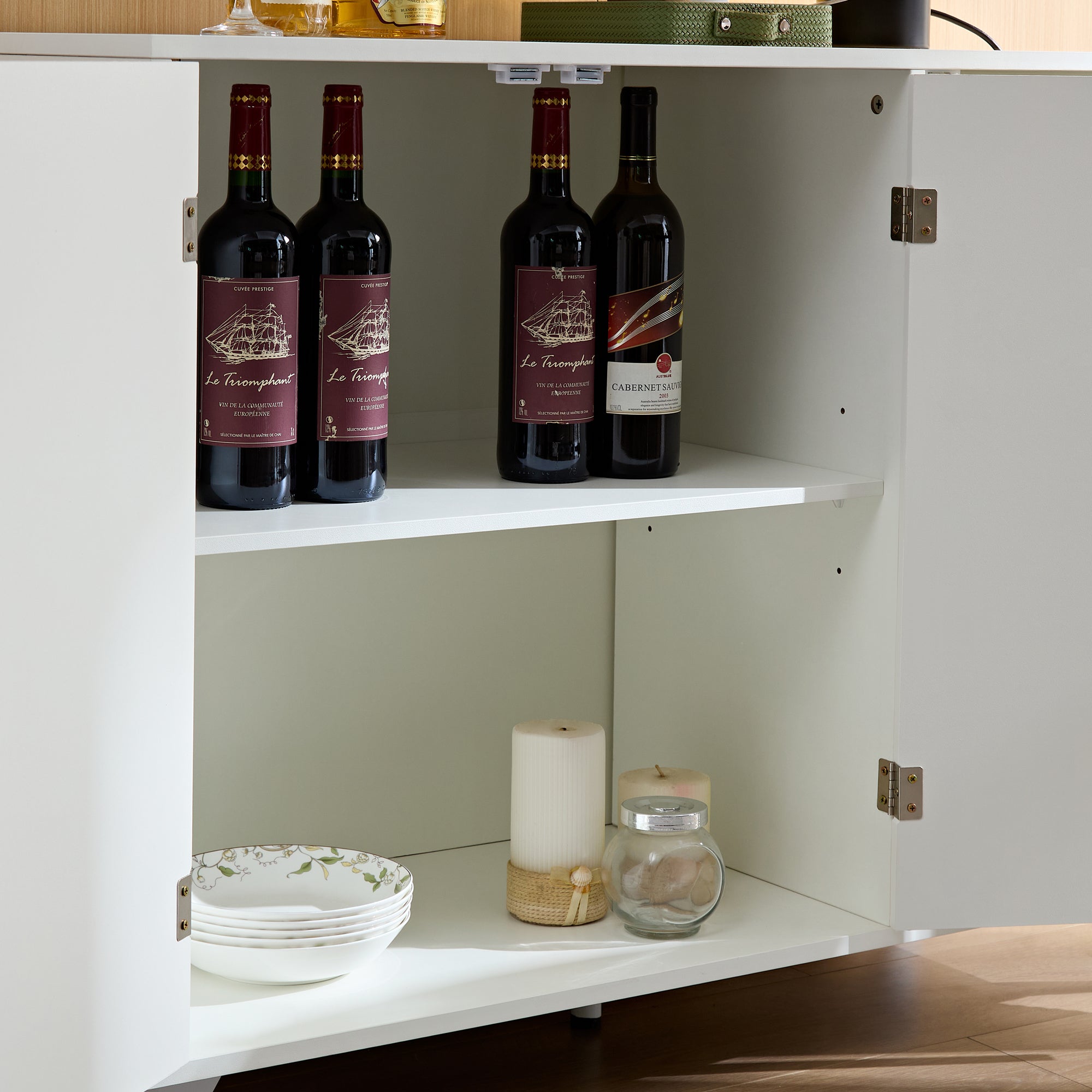 Wavy Texture White Storage Cabinet