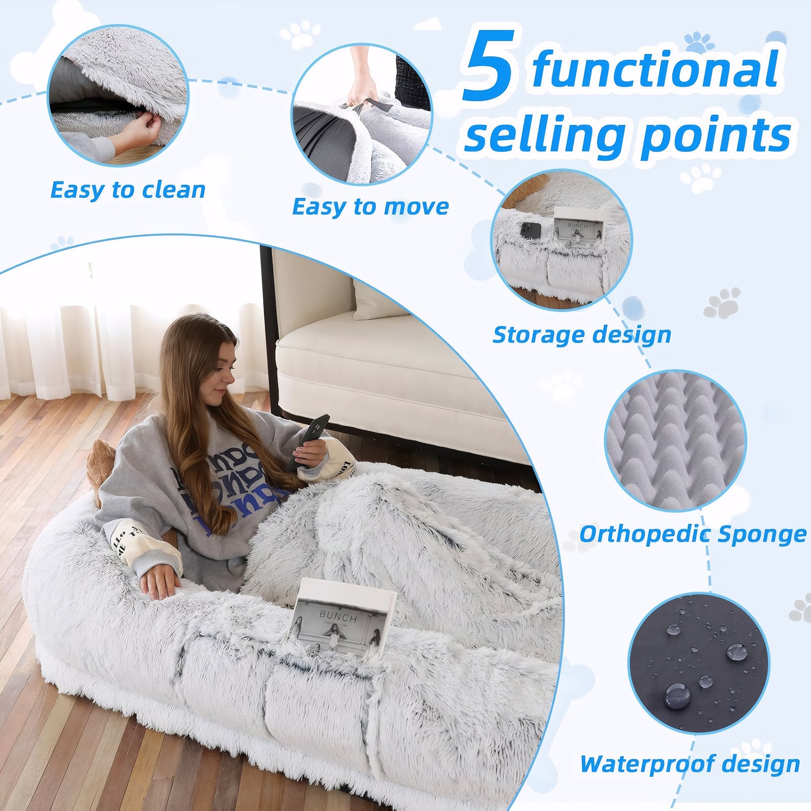 OMCPET Human-Size Dog Bed β For Napping, Cuddling & Relaxing with Pets