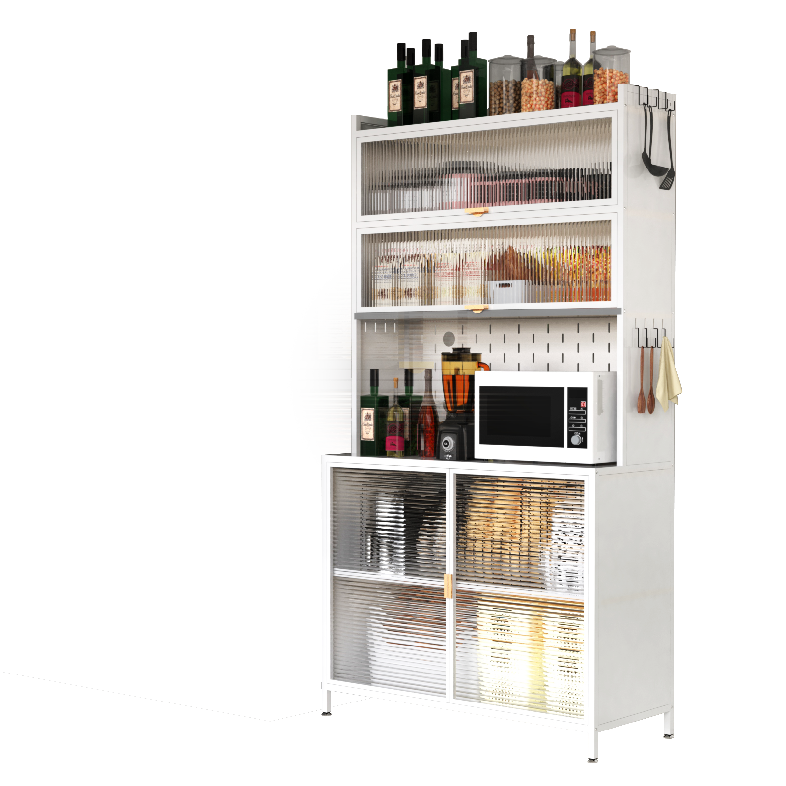 Large Kitchen Storage Cabinet | 73" Pantry Organizer with Flip Doors
