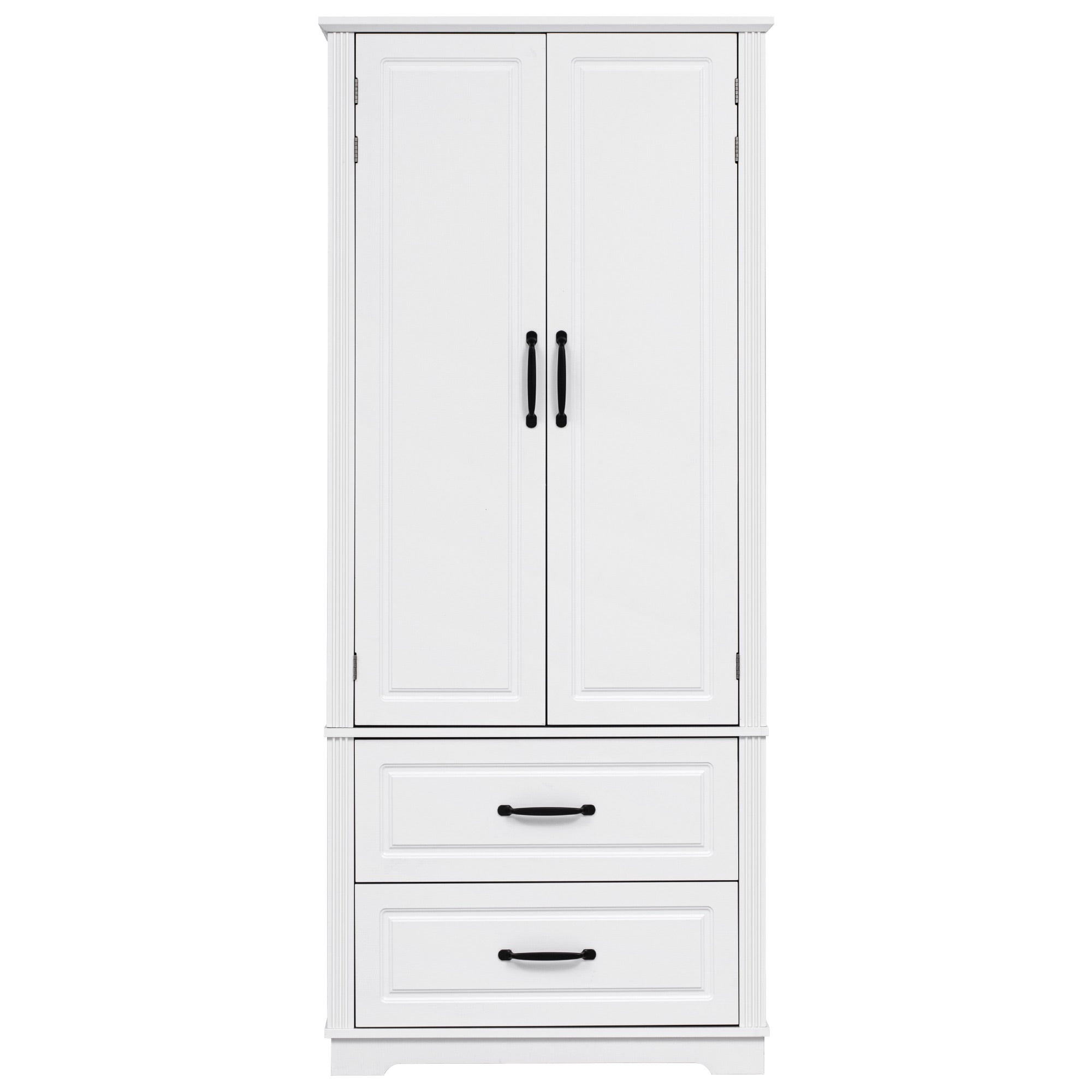 K&K 71" Farmhouse Kitchen Pantry Cabinet with Storage, White