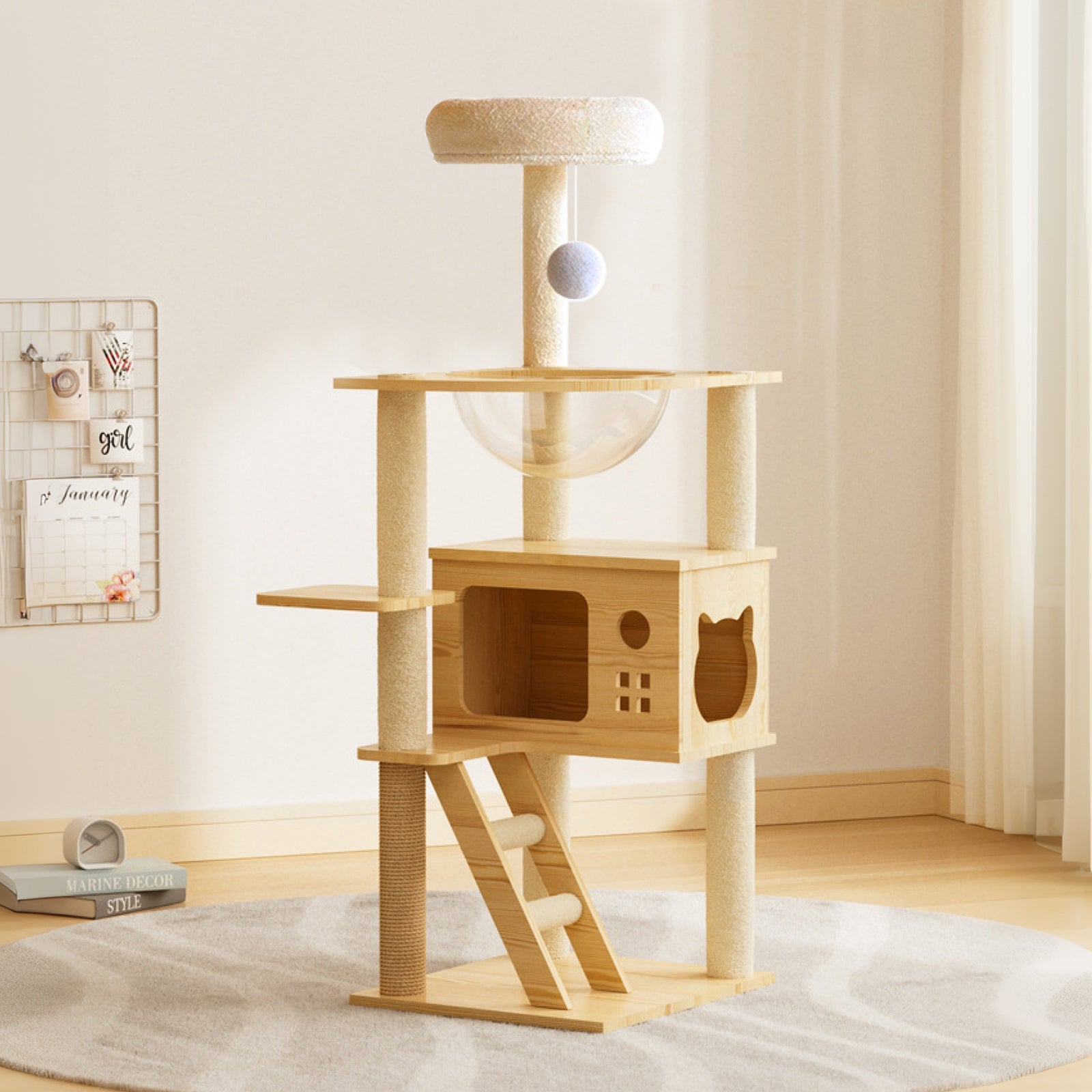 OMCPET Cat Condo Tower – Wood Tree with Perch and Hammock