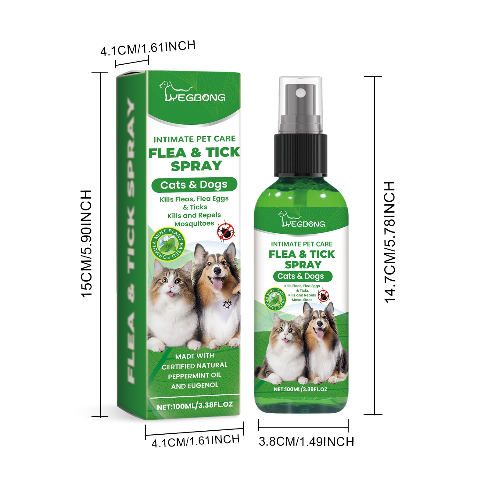 Yegbong Anti-Flea Spray – Mild & Safe Formula for Pets' Skin and Fur