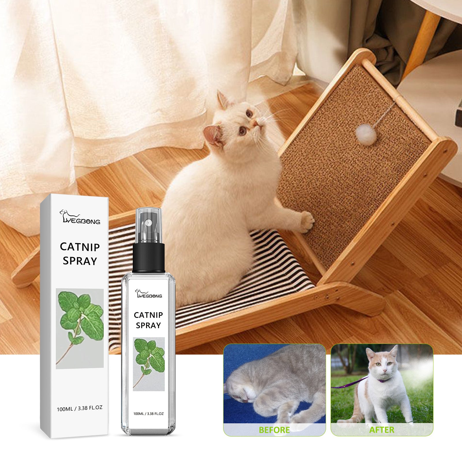 Yegbong Cat Calming Spray with Catnip – Relax & Revive Instantly