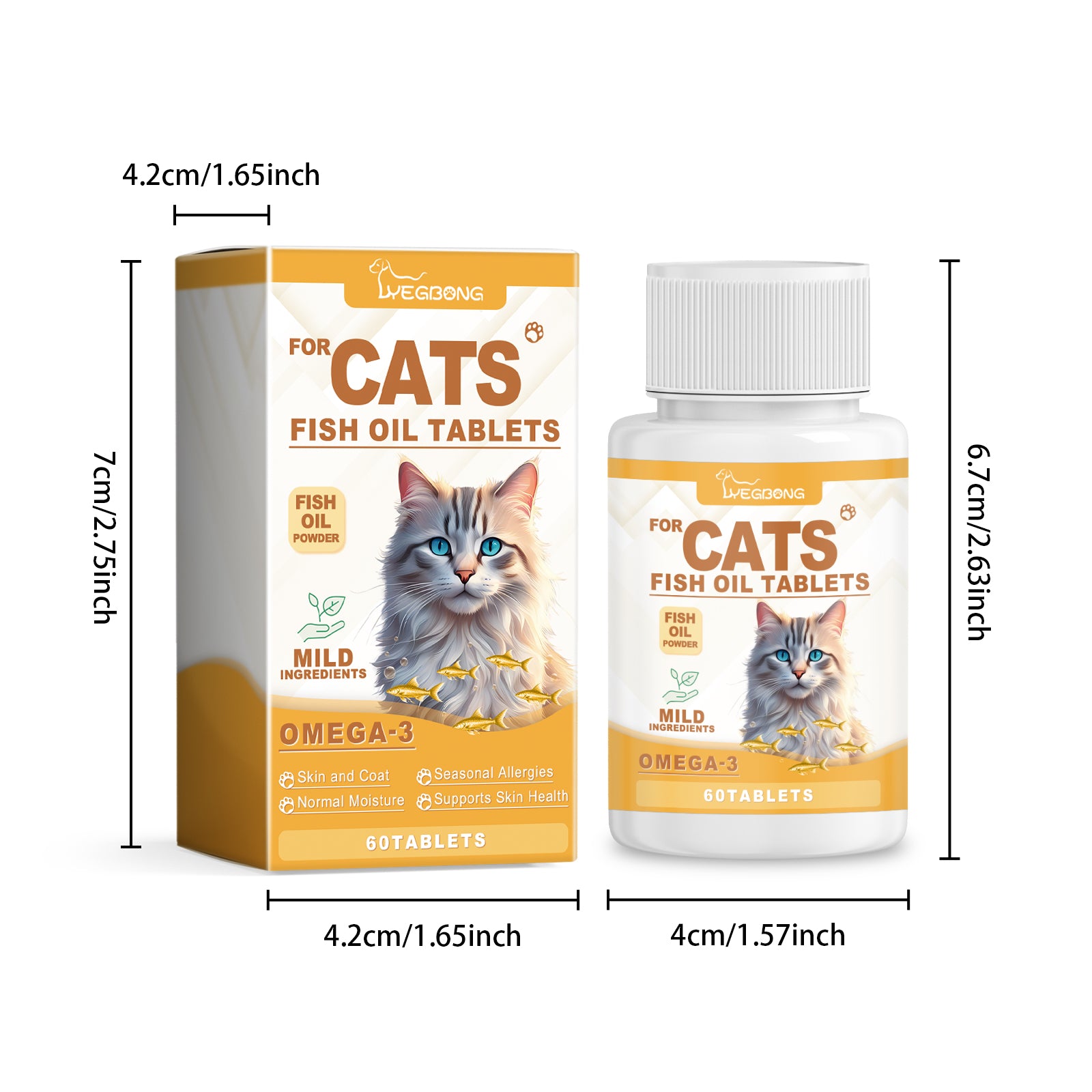 Yegbong Cat Vitamins with Fish Oil – Skin, Fur & Immune Support