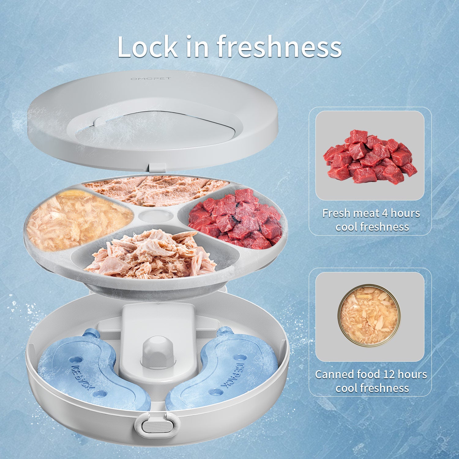 OMCPET Cat Feeder for Wet Food – Fresh & Timed Meals for Cats