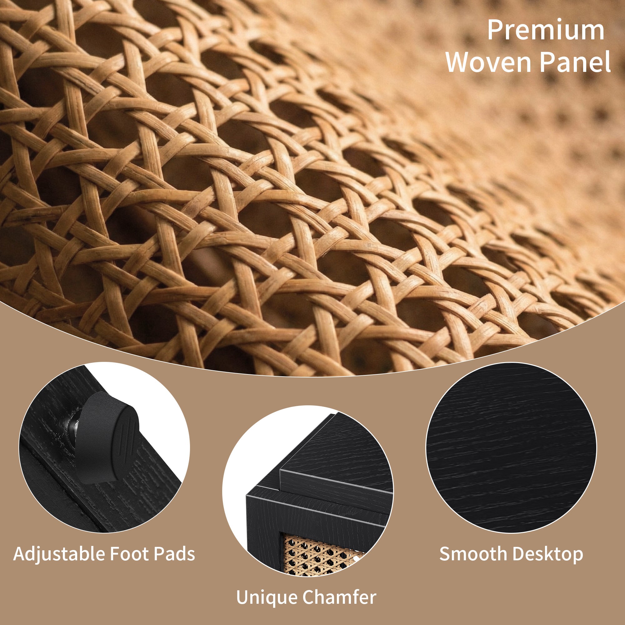 CATLK 53.54" Rattan Console Table with Open Shelf - Narrow Sofa Table Rhombus Wooden Table for Entryway, Hallway, Living Room