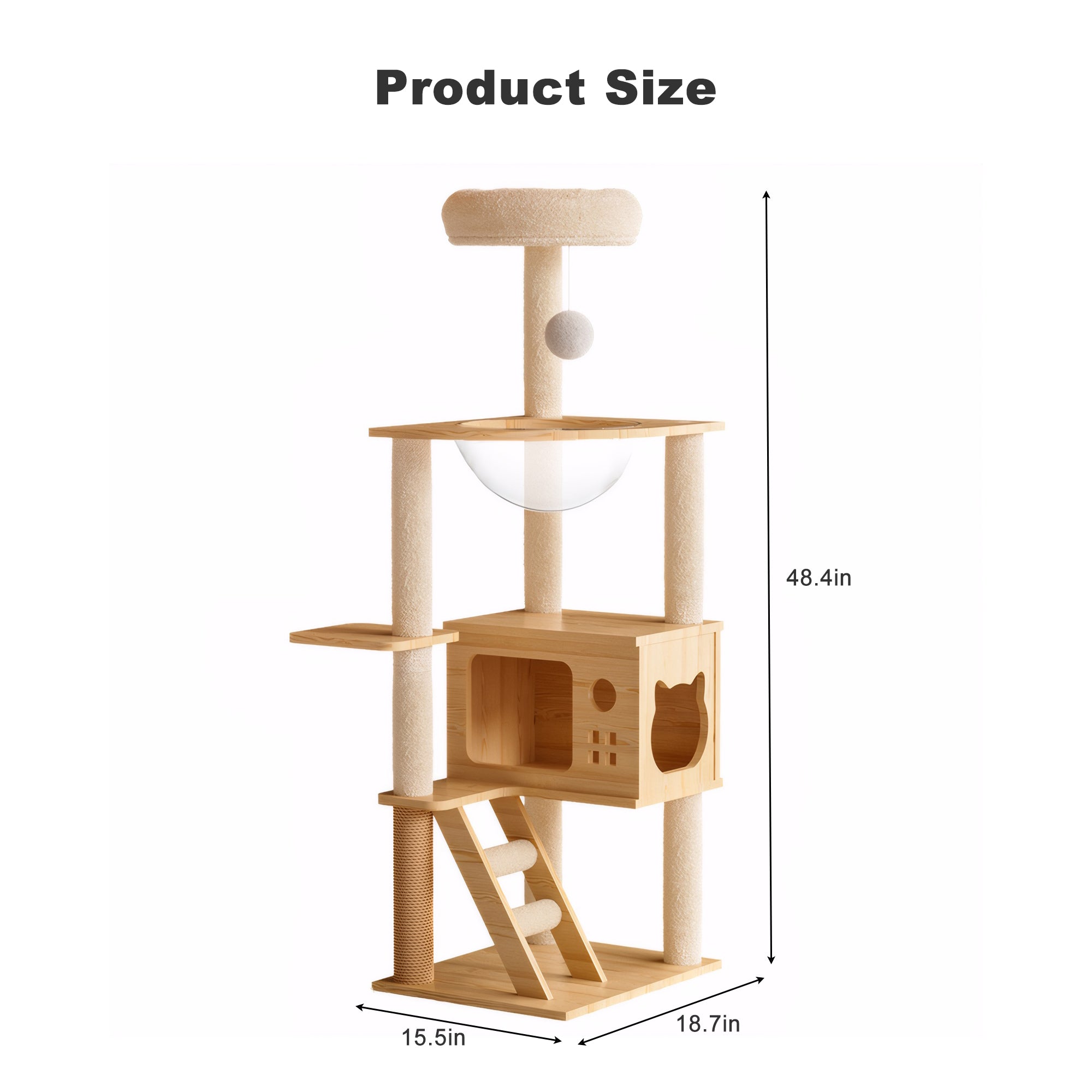 OMCPET Cat Condo Tower – Wood Tree with Perch and Hammock