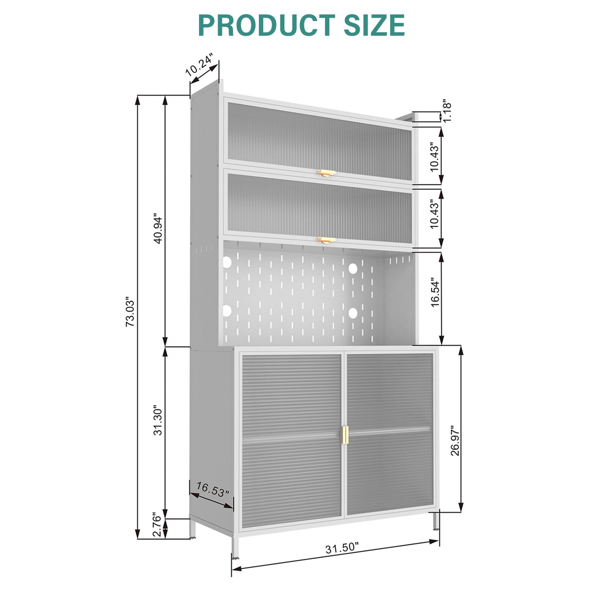 Large Kitchen Storage Cabinet | 73" Pantry Organizer with Flip Doors
