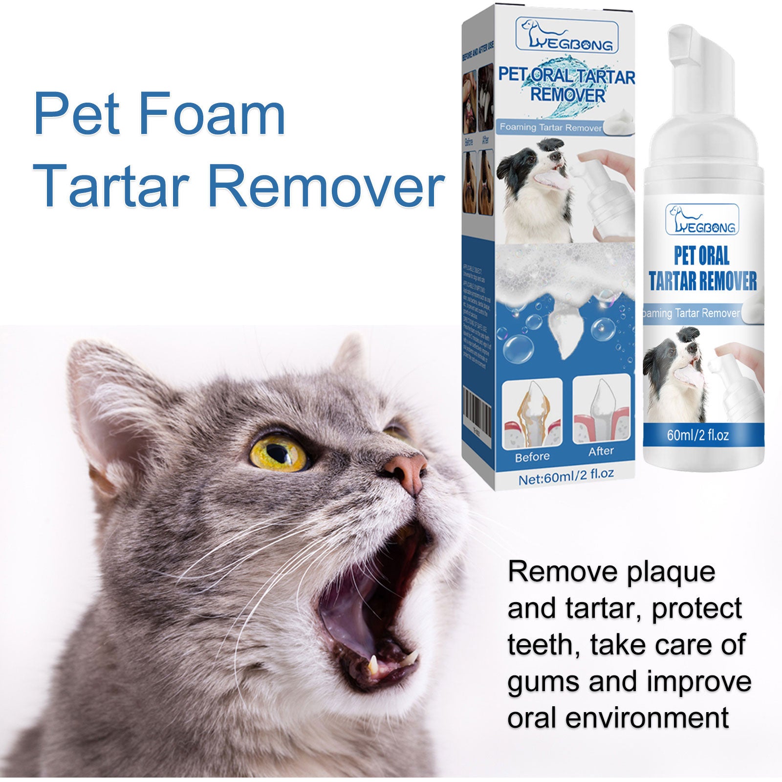 Yegbong Pet Mouth Foam – Clean Teeth, Remove Tartar, Stop Bad Breath