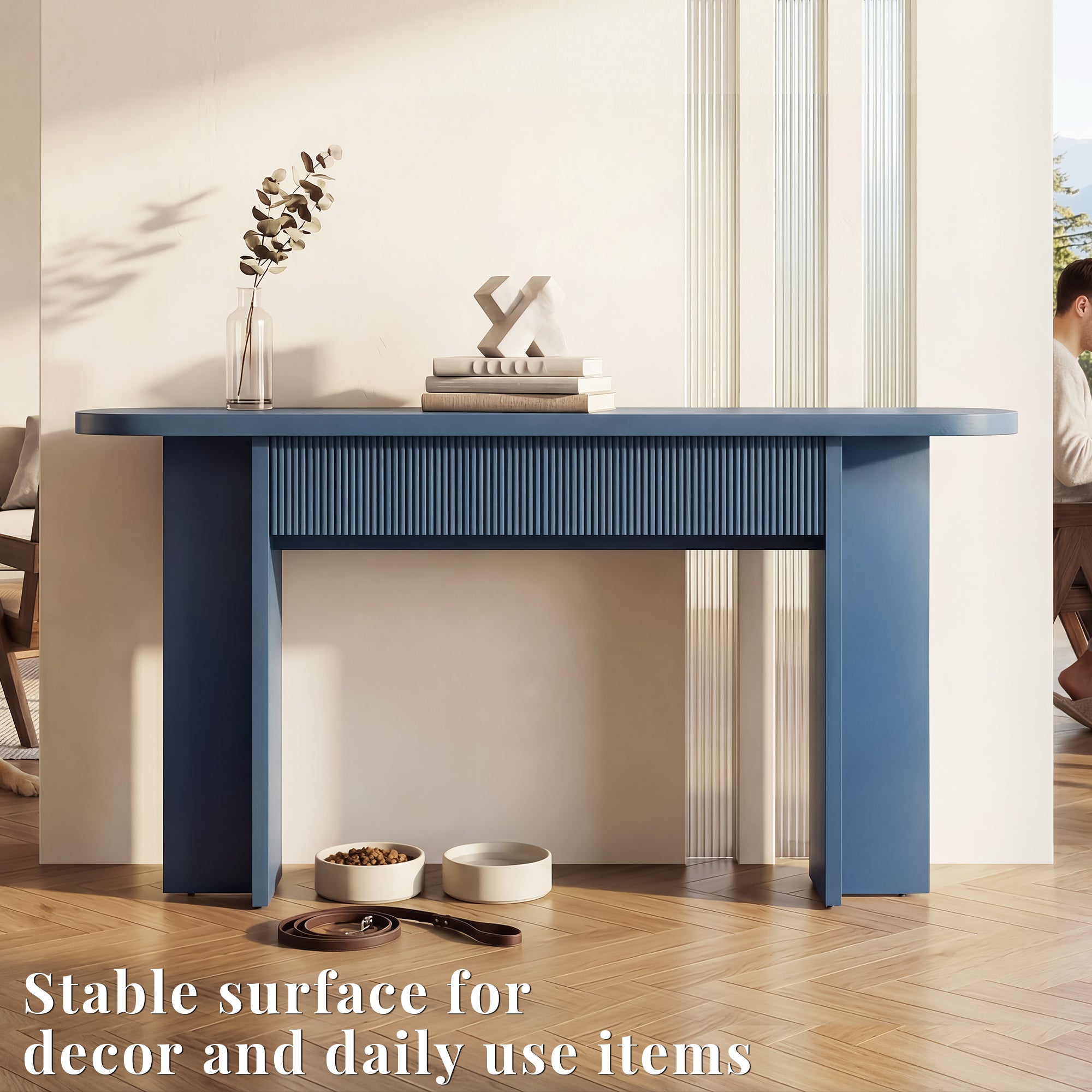 OMCHOM 63-Inch Farmhouse Console Table with Storage with 2 drawers,Entryway Sofa Table for Living Room Use, Hallway Behind Couch Farmhouse Home Decor Wood Piece