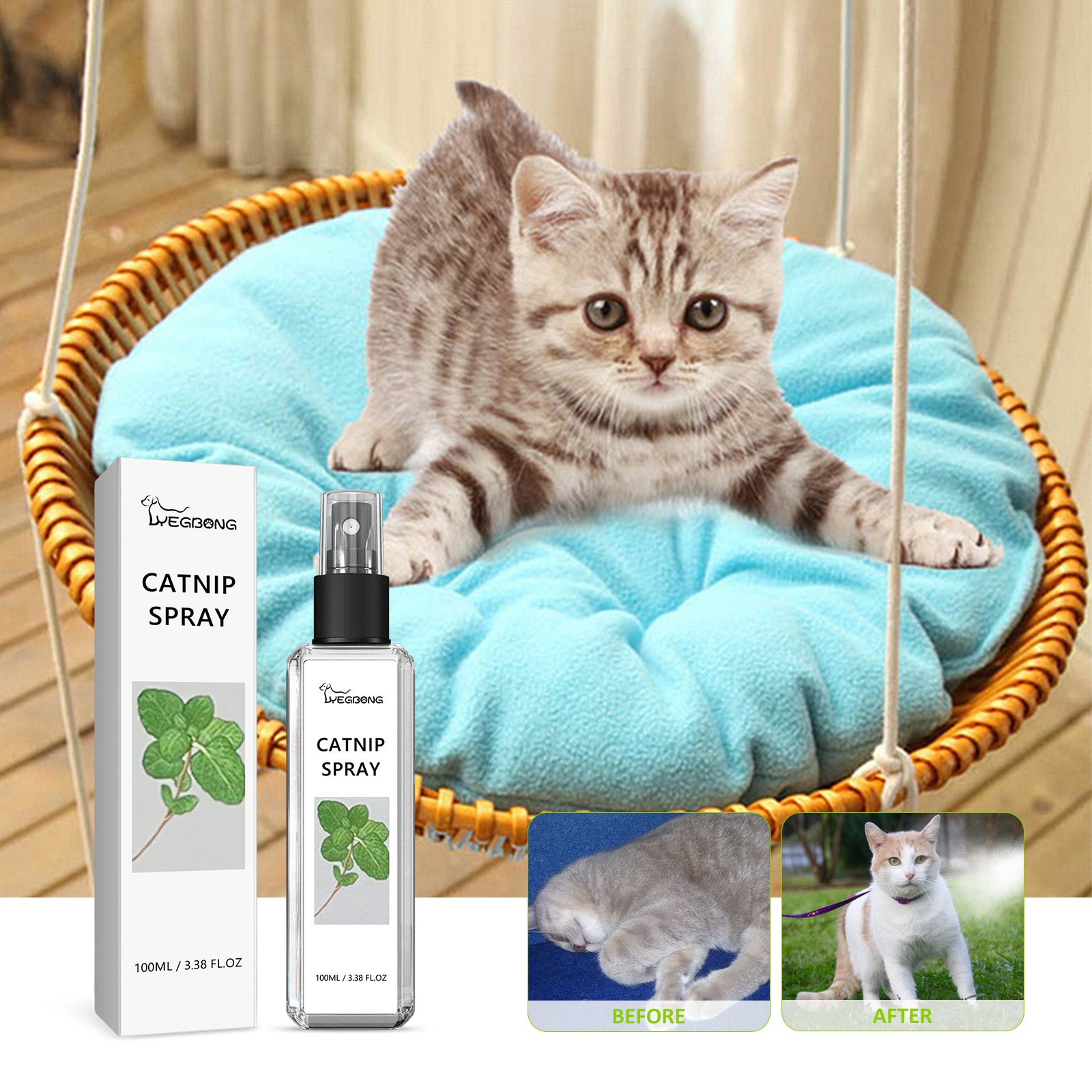 Yegbong Cat Calming Spray with Catnip – Relax & Revive Instantly