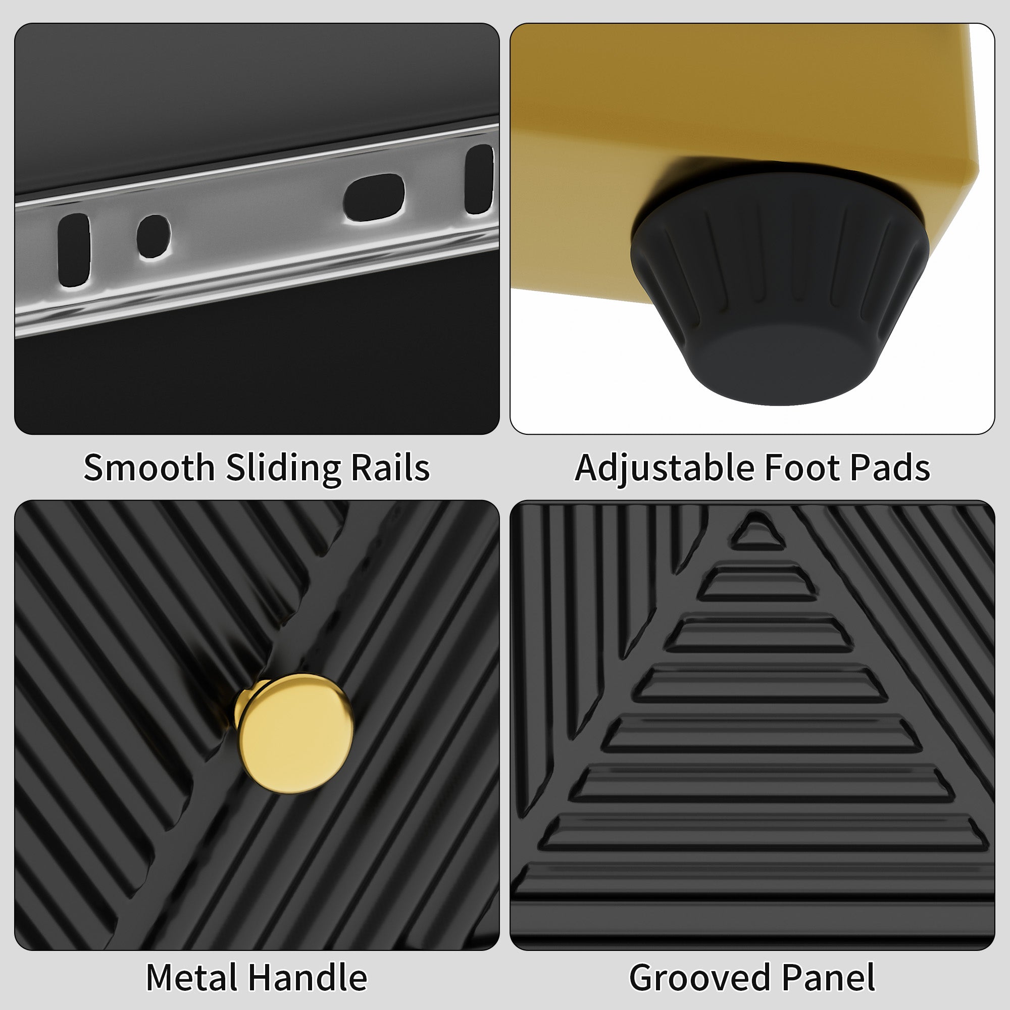 CATLK 38" Console Table with Stripe Design Drawers - Narrow Entryway Table, Wood Sofa Table with Gold Metal Legs for Living Room & Hallway