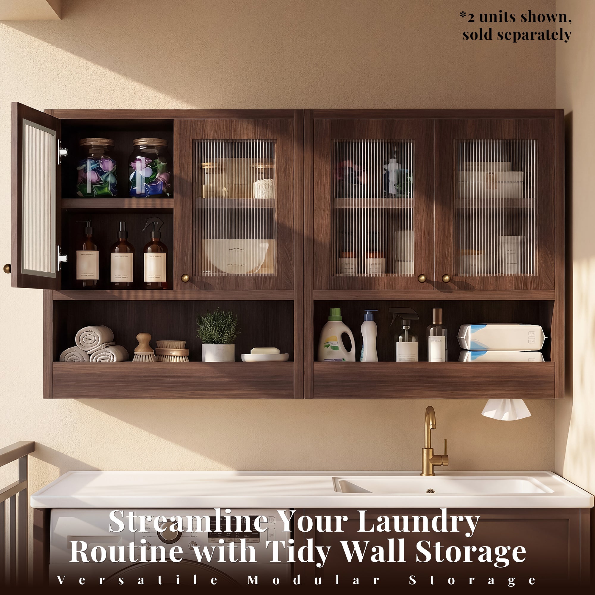OMCHOM Bathroom Wall Cabinet with 2 Door Adjustable Shelves,Smart Zoned Open & Concealed Storage,Over The Toilet Storage Wall Mounted Medicine Cabinets,for Bathroom Laundry Room Kitchen