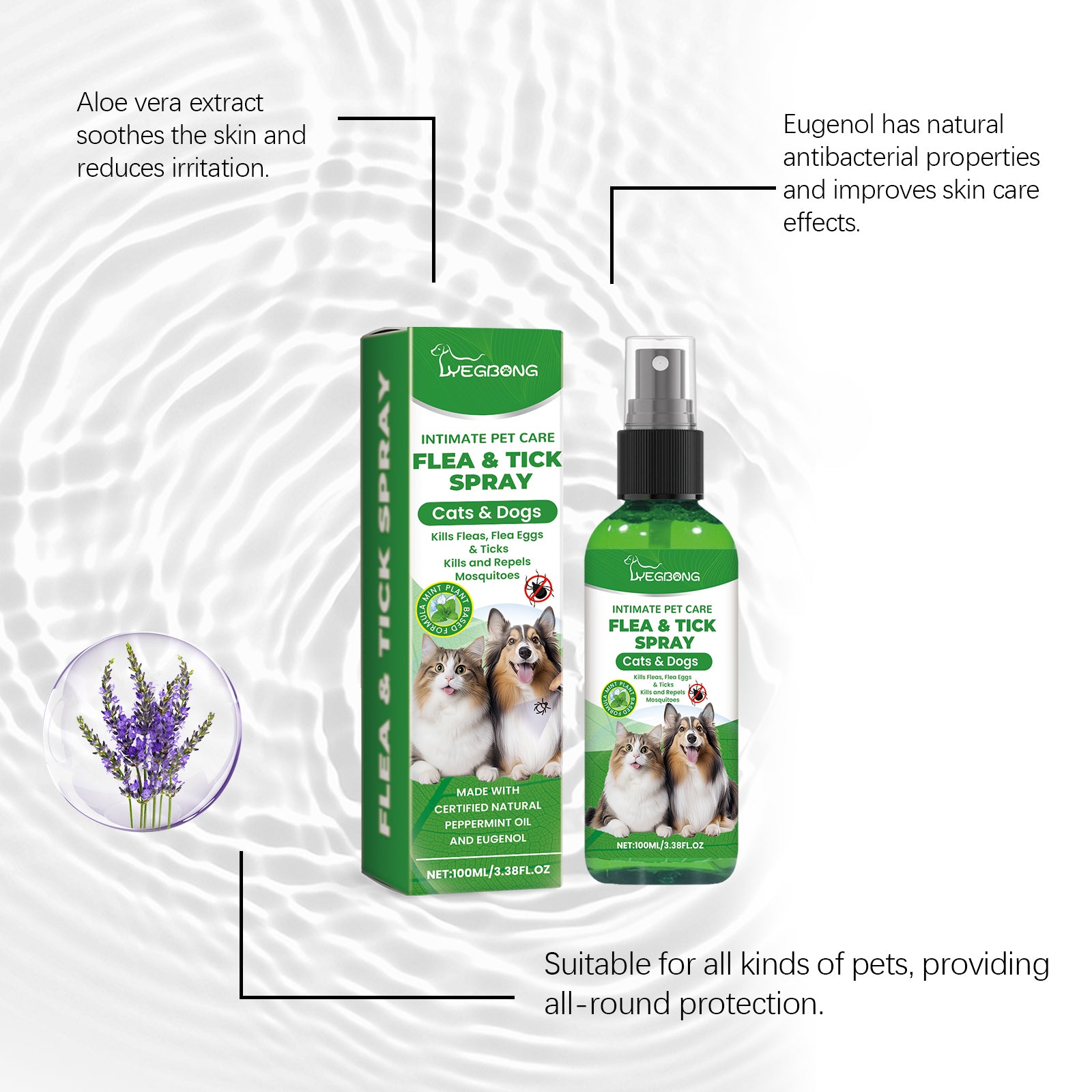Yegbong Anti-Flea Spray – Mild & Safe Formula for Pets' Skin and Fur
