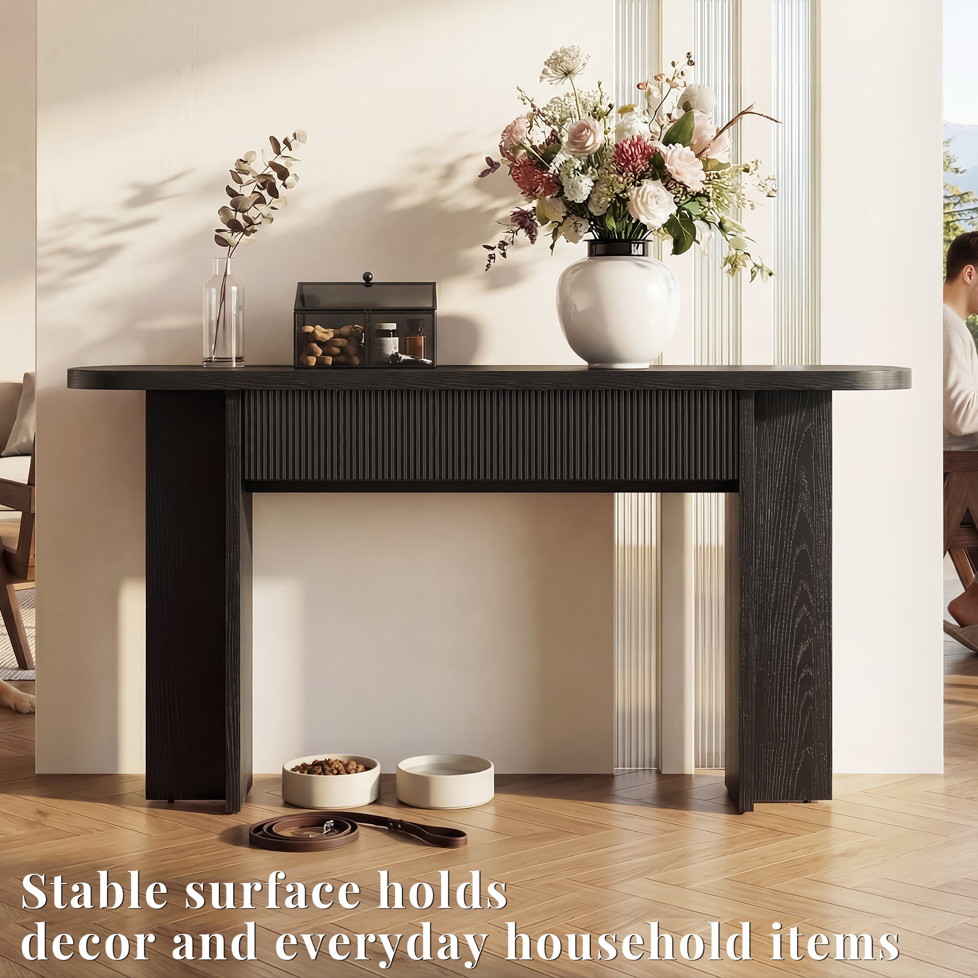 OMCHOM 63-Inch Farmhouse Console Table with Storage with 2 drawers,Entryway Sofa Table for Living Room Use, Hallway Behind Couch Farmhouse Home Decor Wood Piece