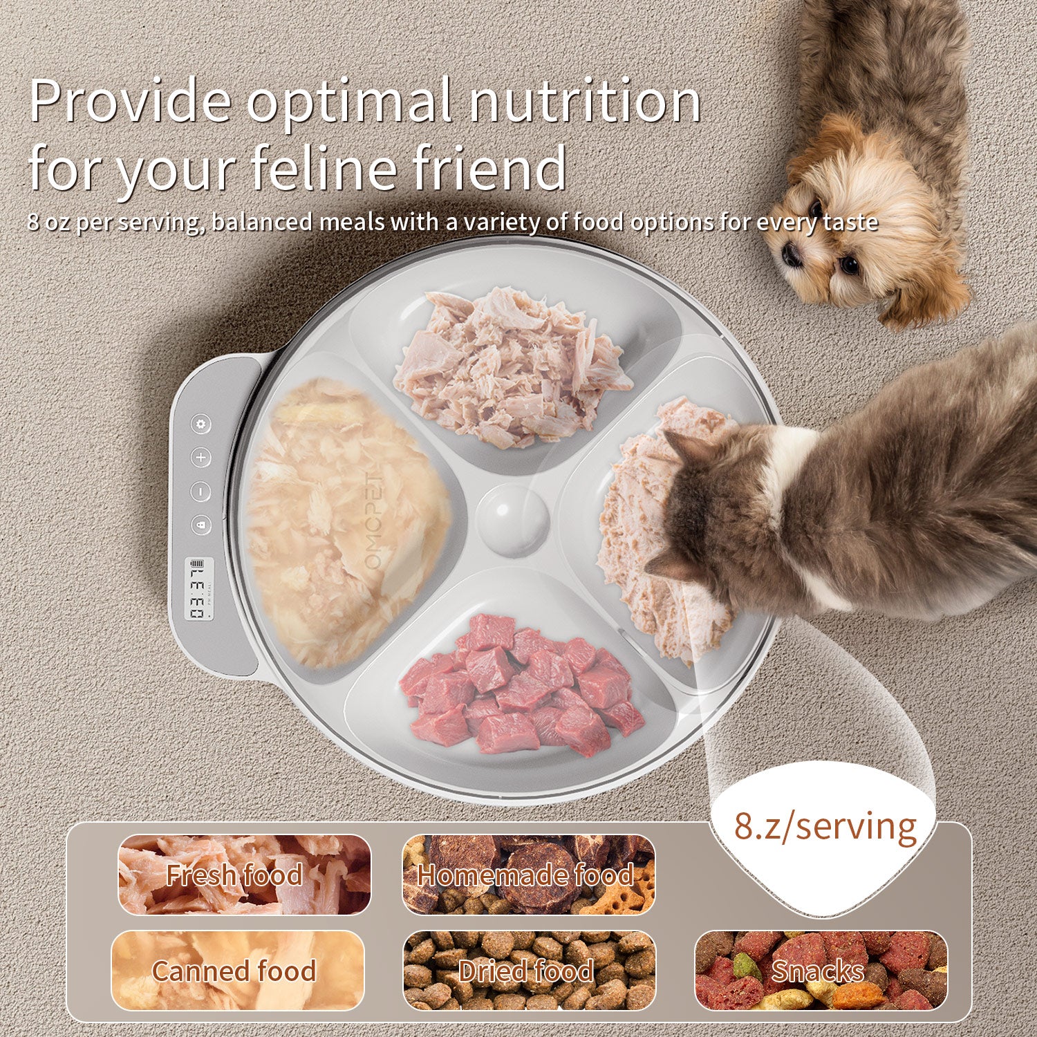 OMCPET Cat Feeder for Wet Food – Fresh & Timed Meals for Cats