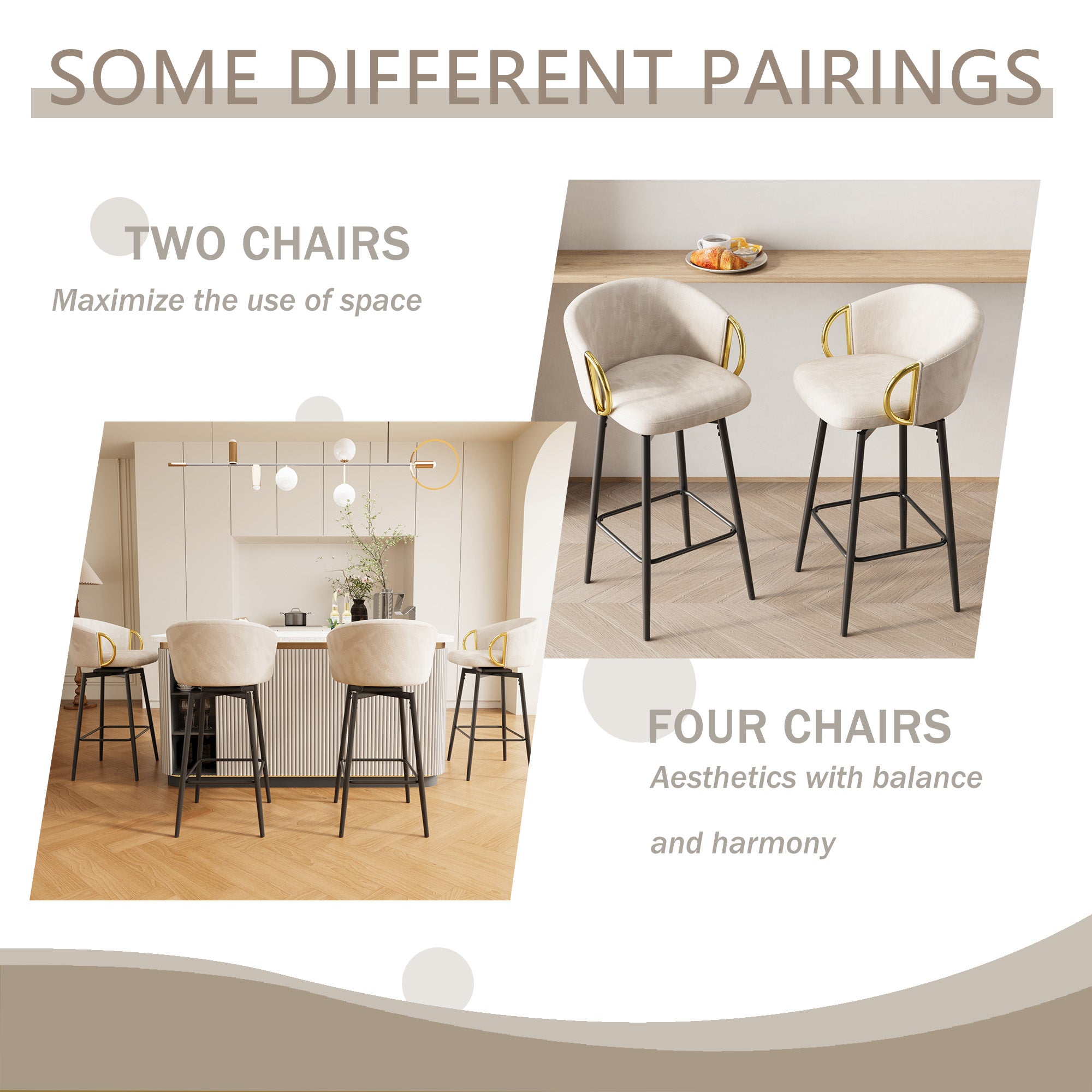 Set of 2 Modern 30'' Velvet Bar Stools