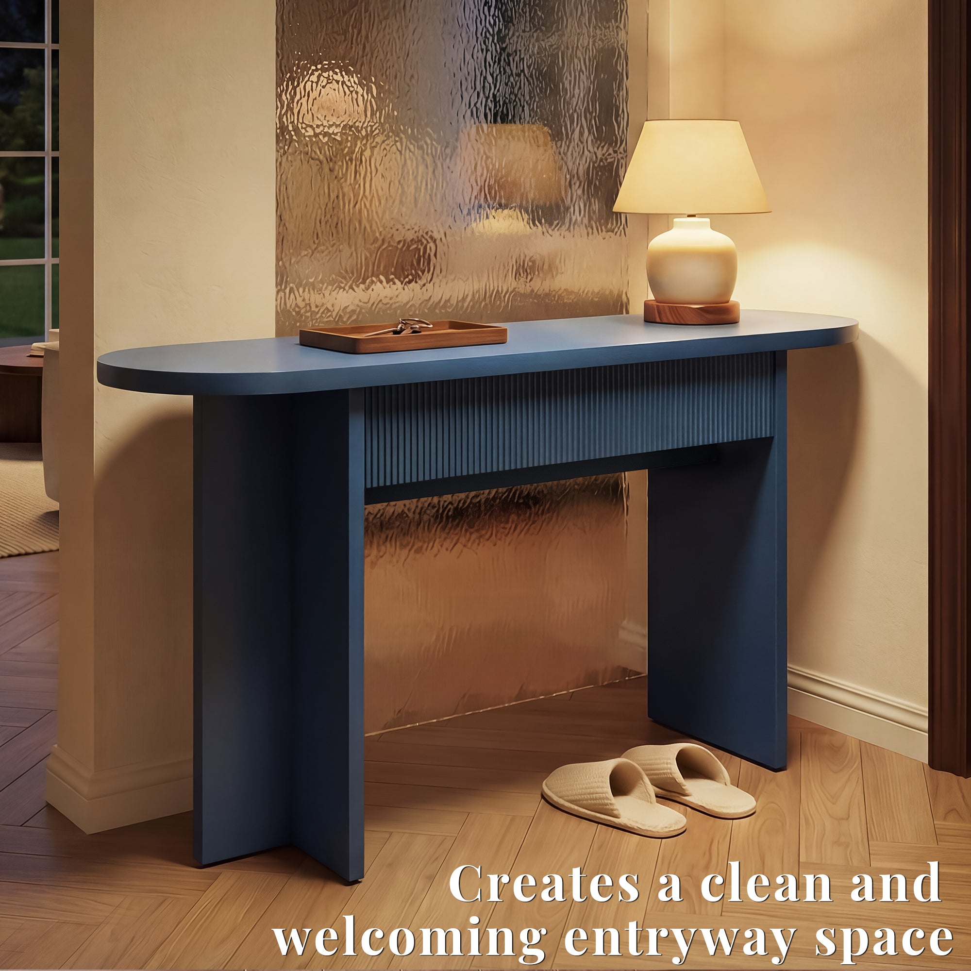 OMCHOM 63-Inch Farmhouse Console Table with Storage with 2 drawers,Entryway Sofa Table for Living Room Use, Hallway Behind Couch Farmhouse Home Decor Wood Piece