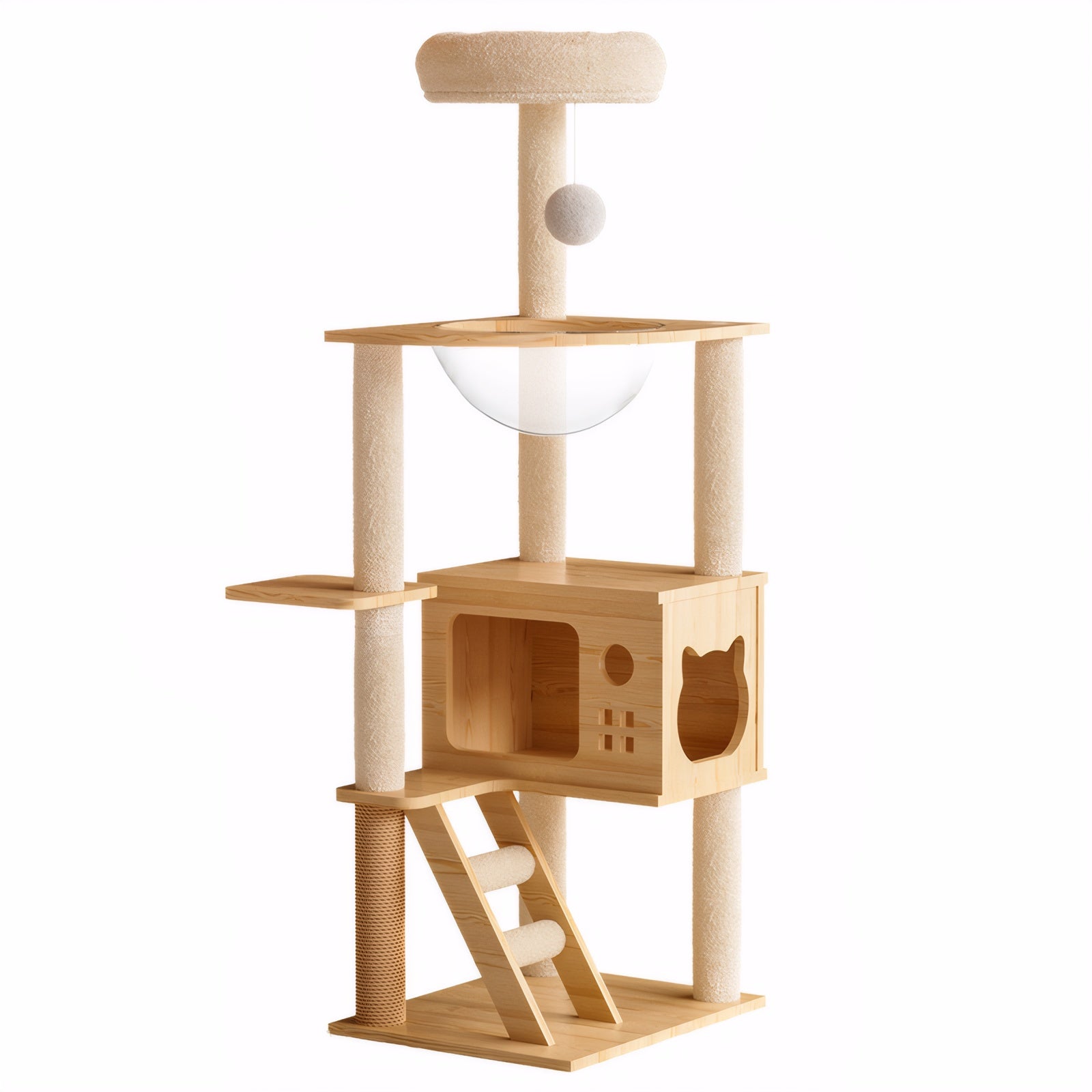 OMCPET Cat Condo Tower – Wood Tree with Perch and Hammock