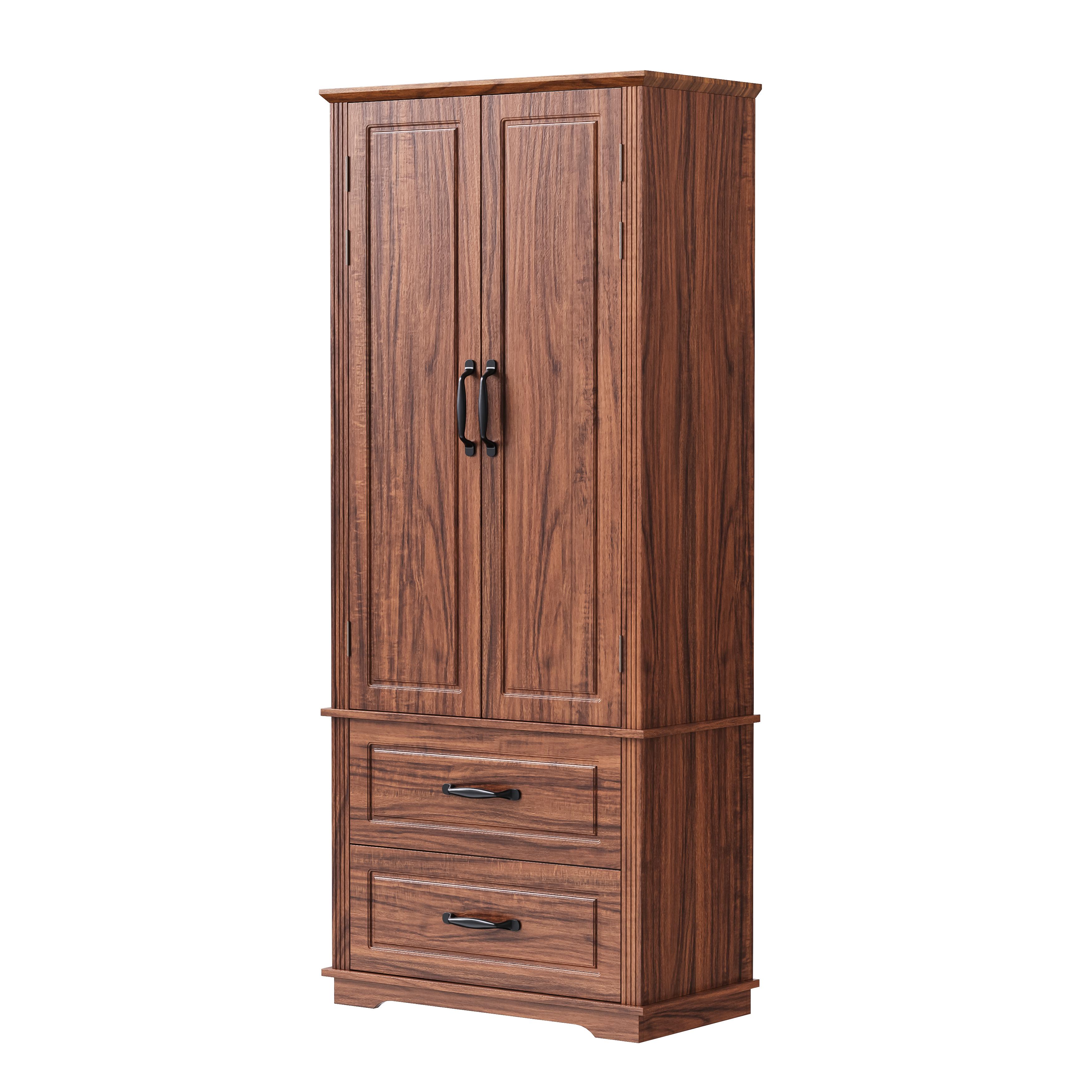 K&K 71" Farmhouse Kitchen Pantry Cabinet with Storage Brown