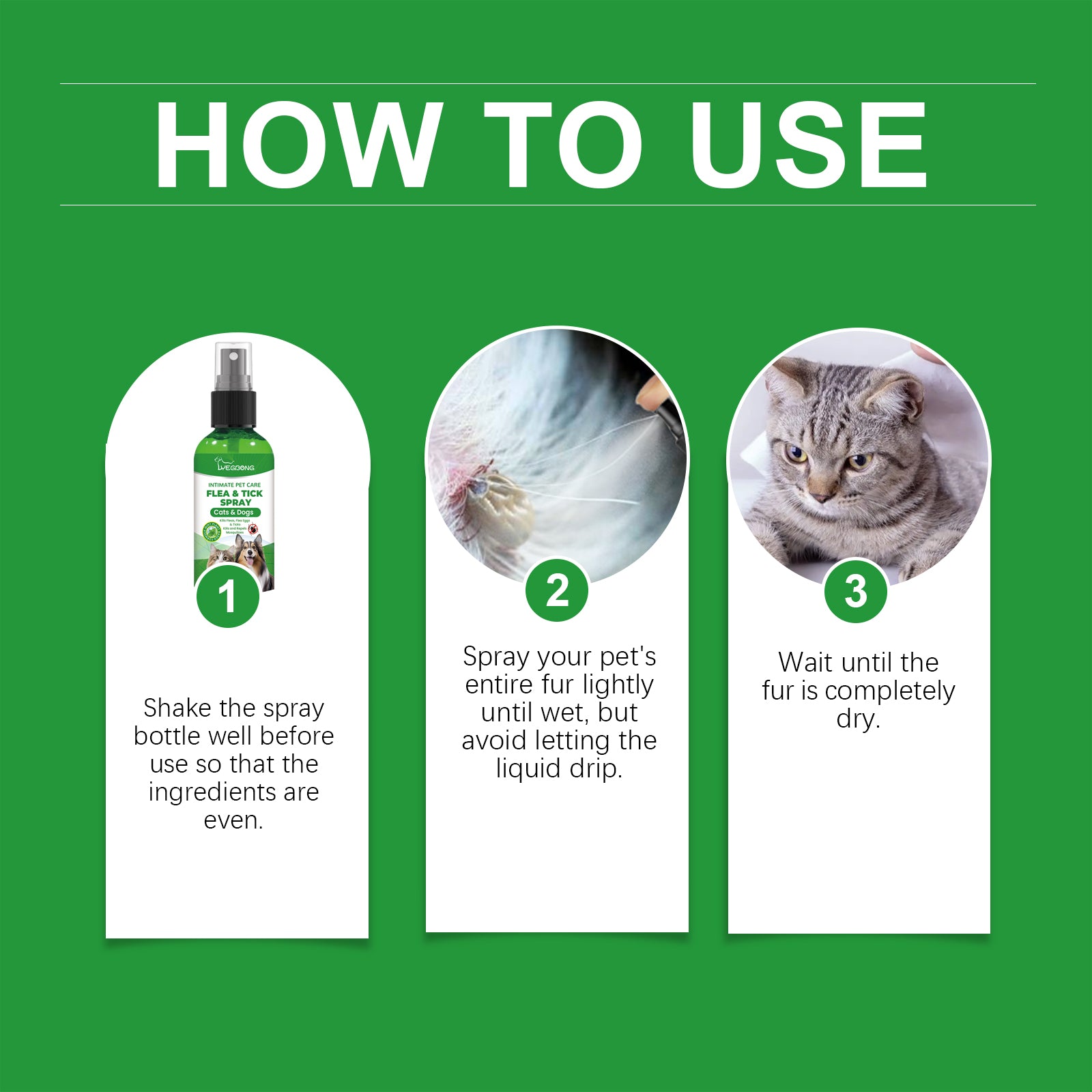 Yegbong Anti-Flea Spray – Mild & Safe Formula for Pets' Skin and Fur