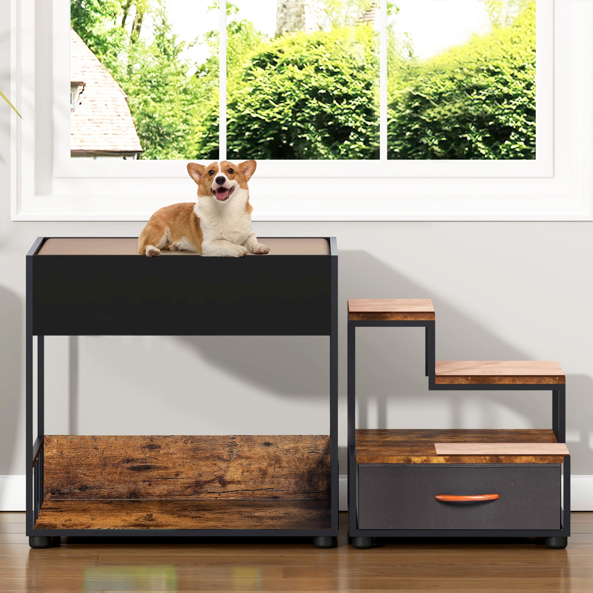 OMCPET Cat Step Window Perch – Multi-Level Pet Ladder with Cushion and Anti-Skid Pads