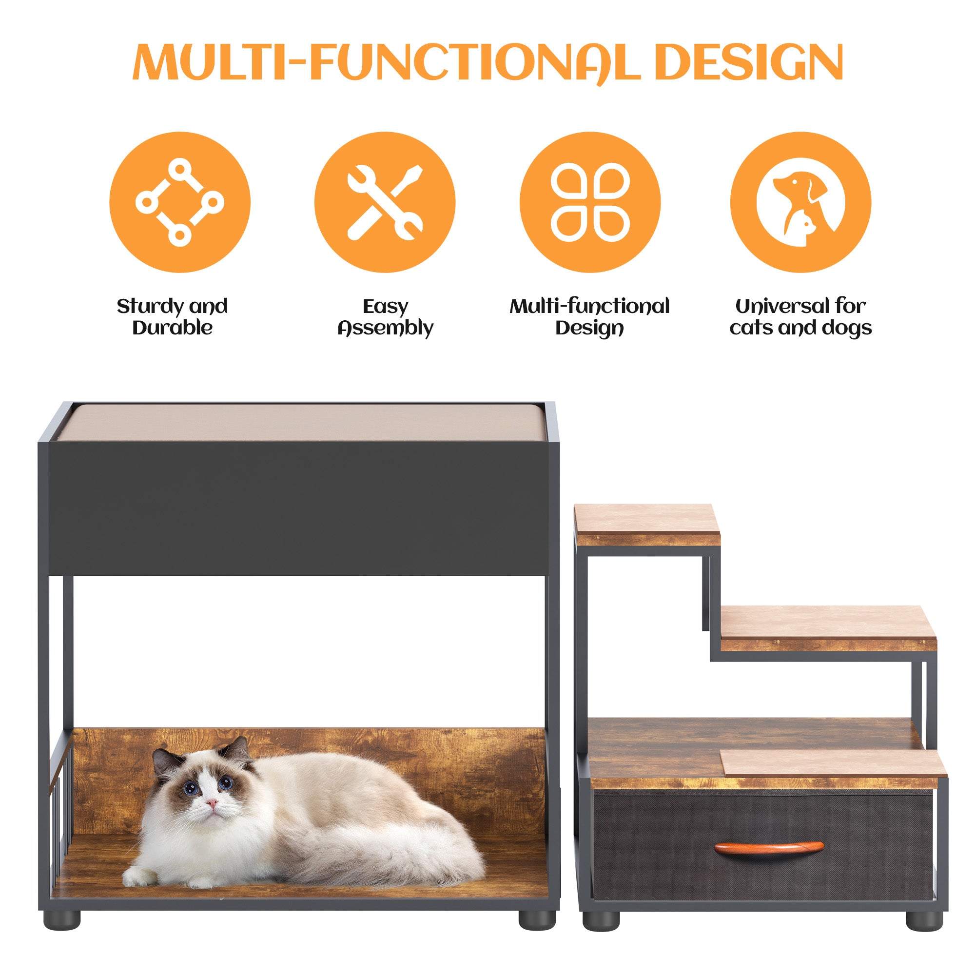OMCPET Cat Step Window Perch – Multi-Level Pet Ladder with Cushion and Anti-Skid Pads