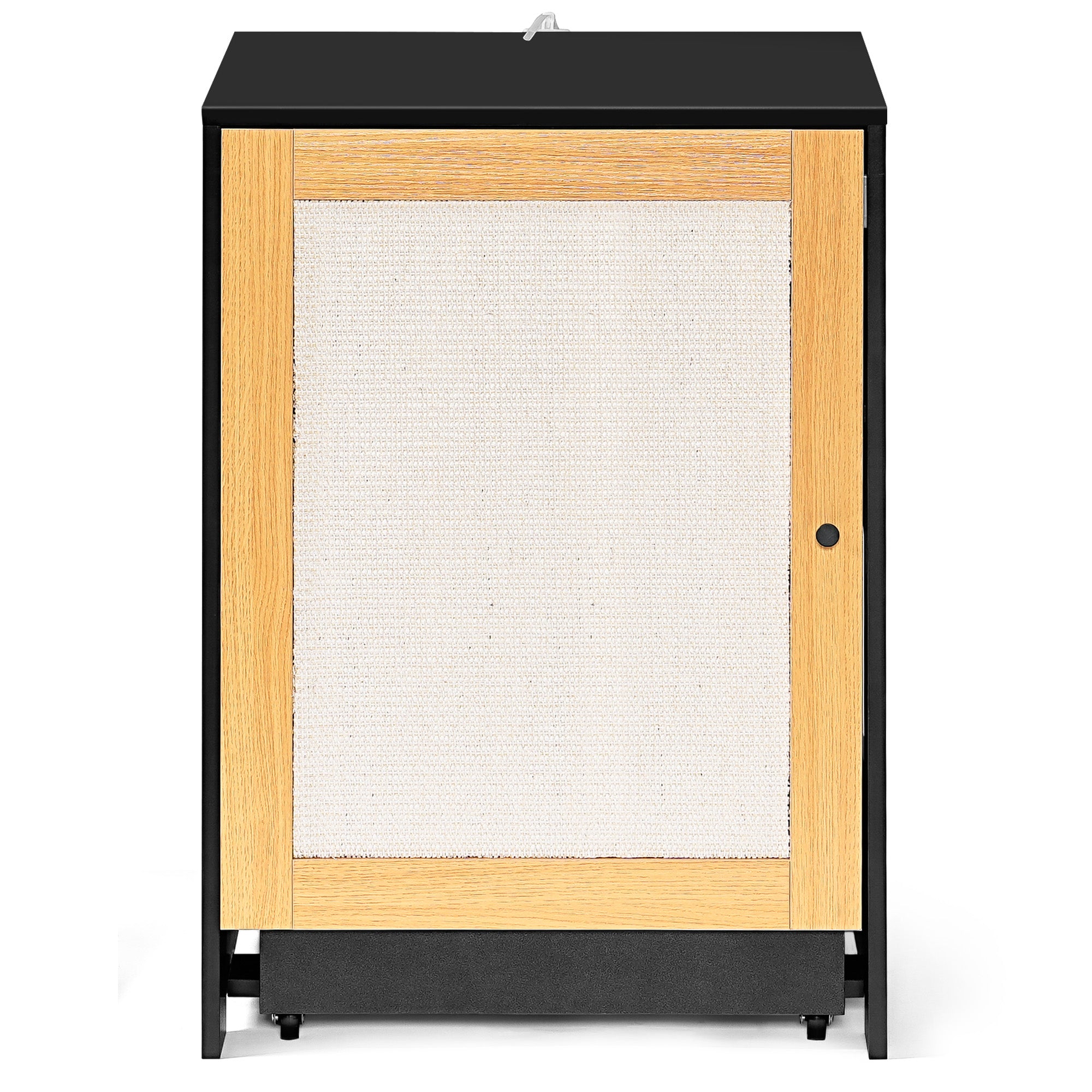 OMCPET Hidden Cat Litter Box Furniture – Black Particle Board with Sisal Panel Door