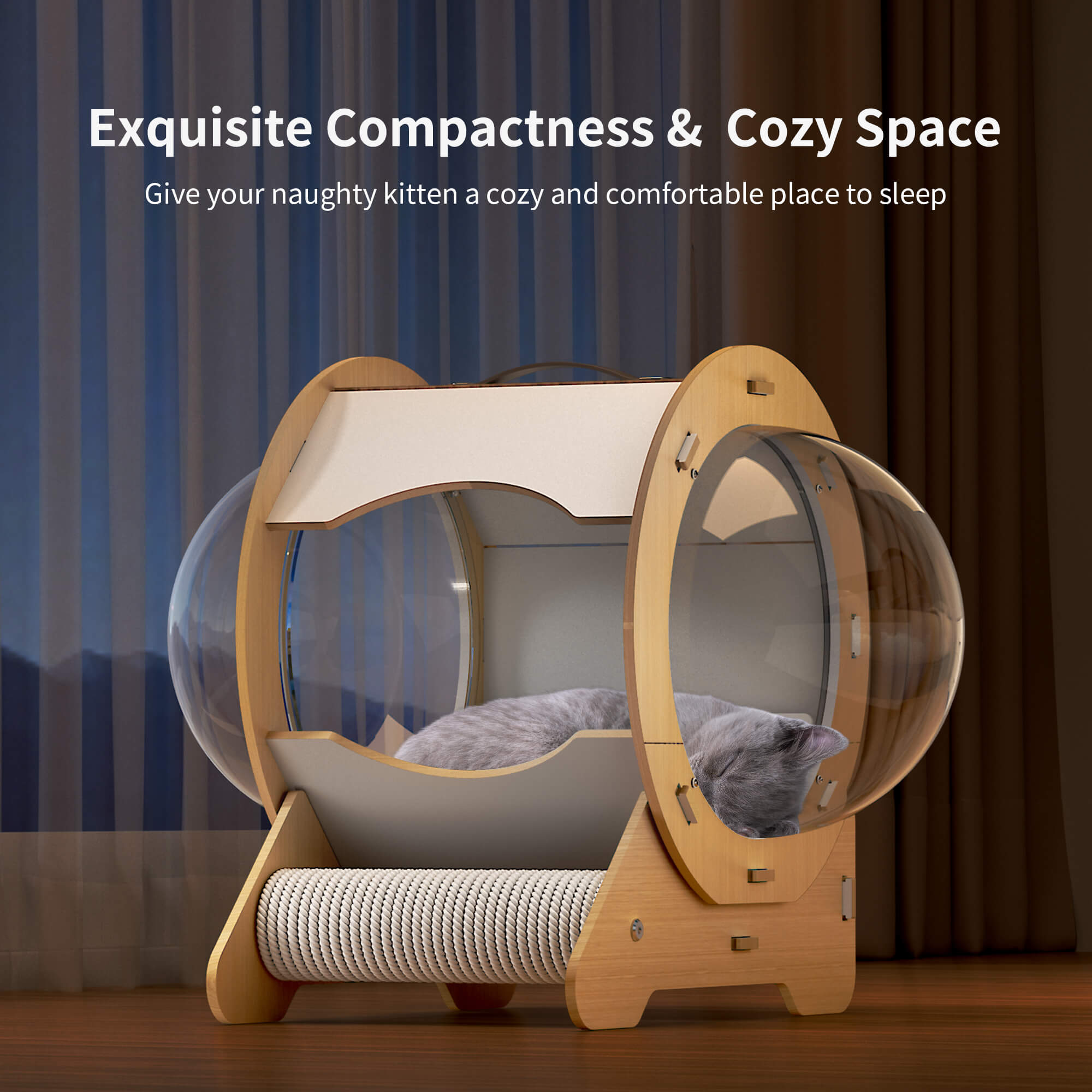 OMCPET Wood Cat Hideout – Minimalist Indoor Shelter for Kittens & Cats