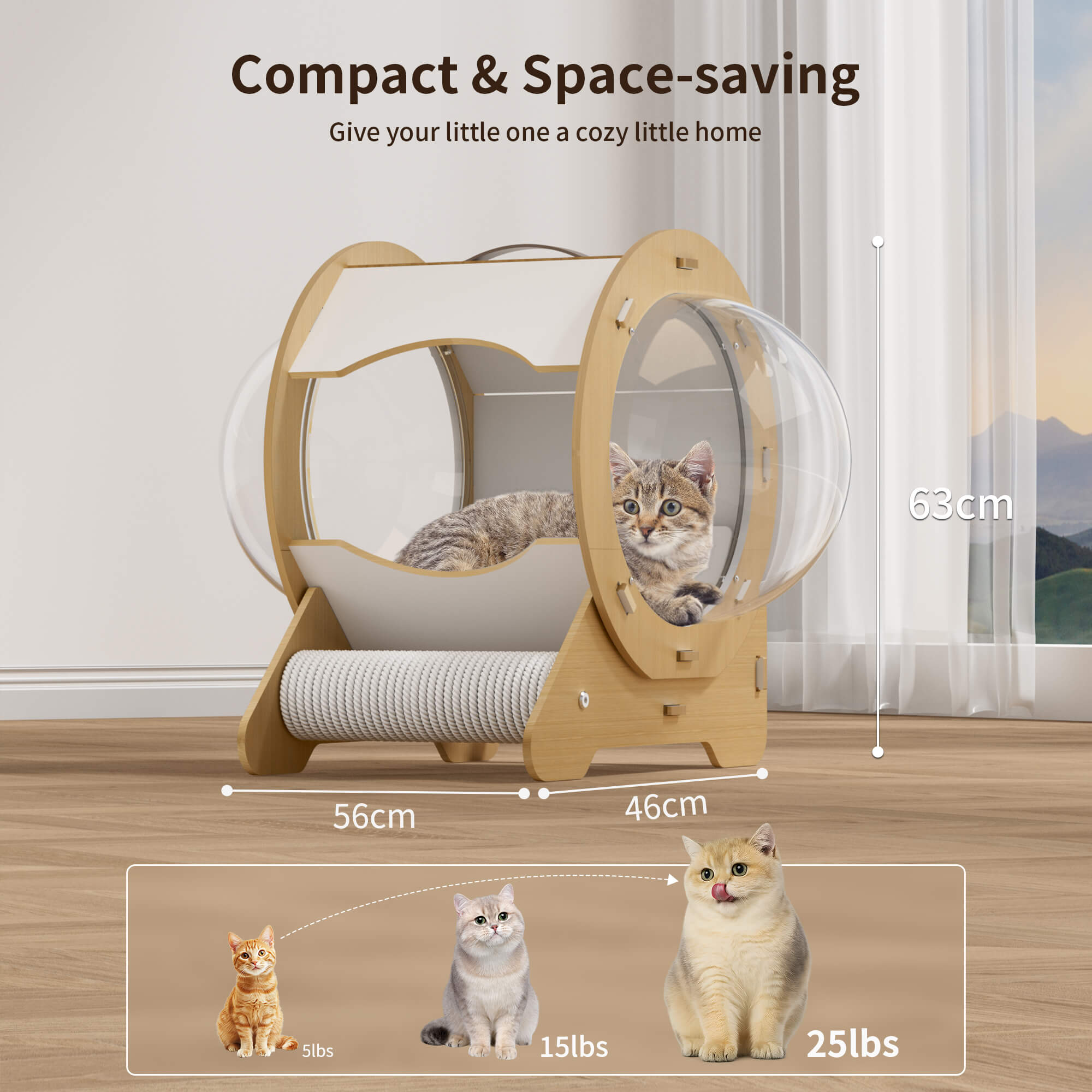 OMCPET Wood Cat Hideout – Minimalist Indoor Shelter for Kittens & Cats