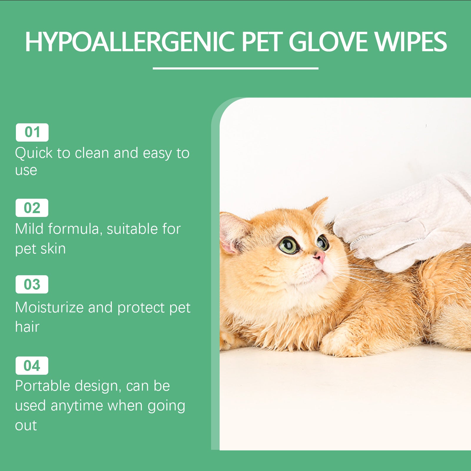 Yegbong Pet Cleaning Gloves – Disposable Grooming Wipes for Cats & Dogs