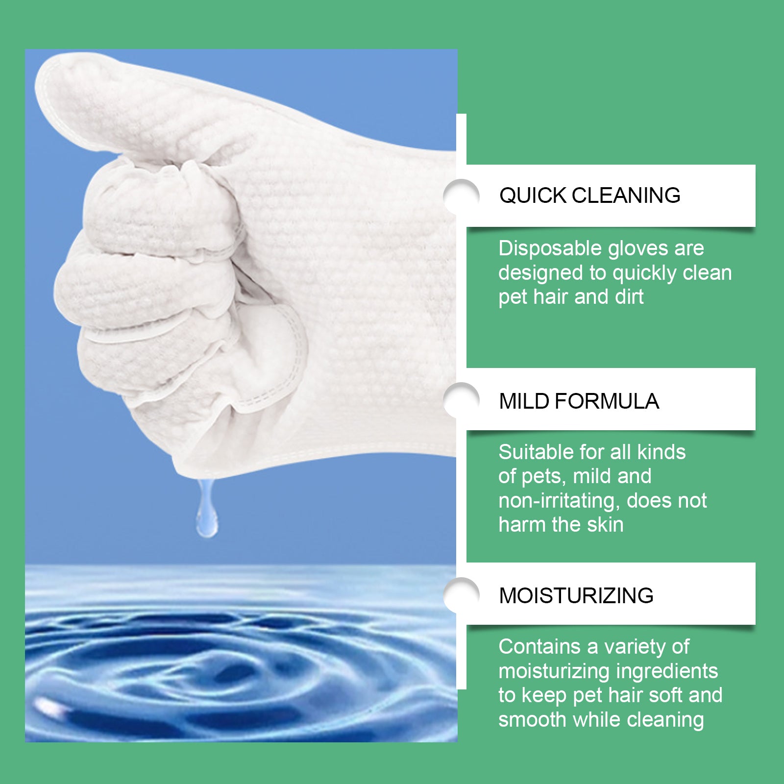 Yegbong Pet Cleaning Gloves – Disposable Grooming Wipes for Cats & Dogs