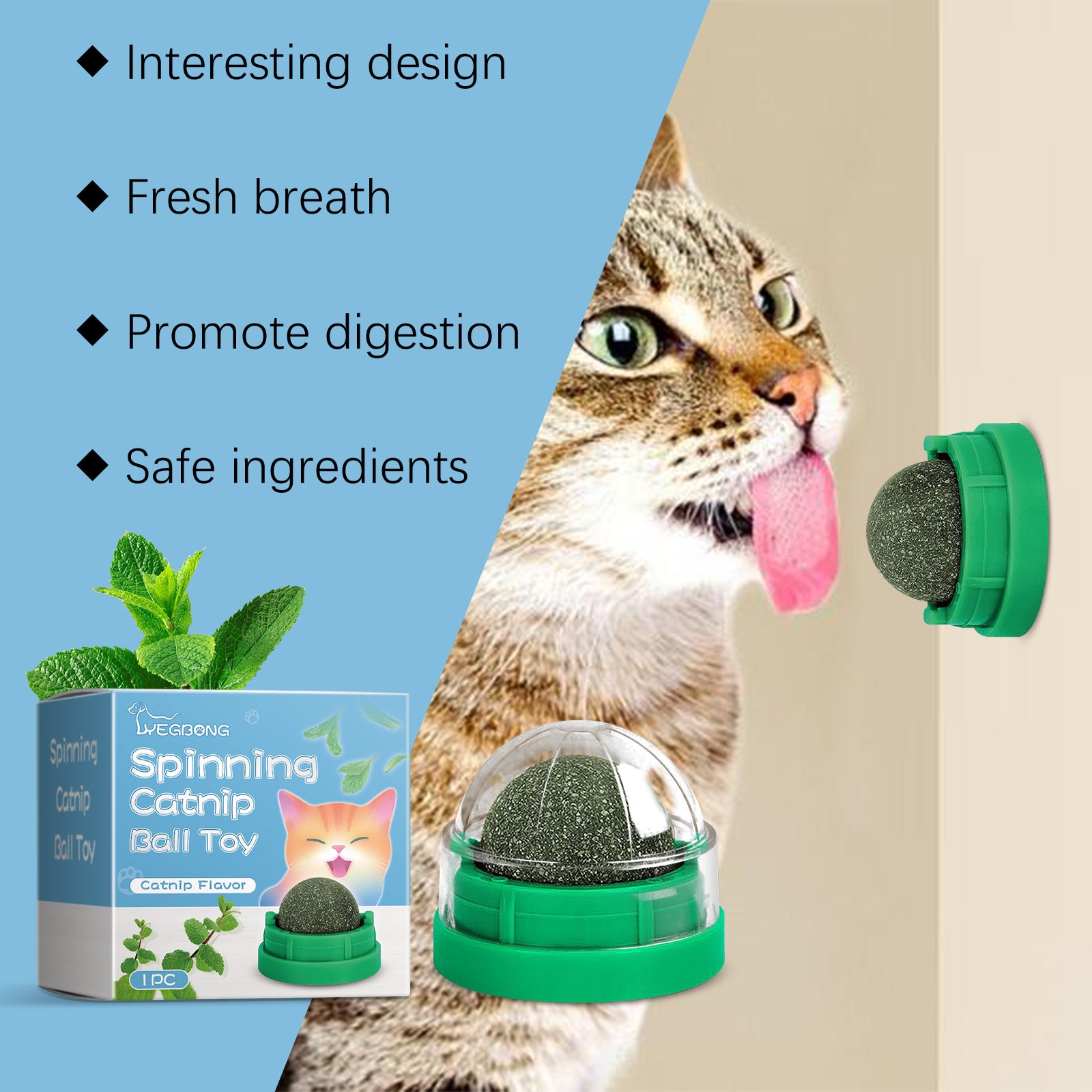 OMCPET Cat Dental Toy – Catnip Ball with Mint Flavor