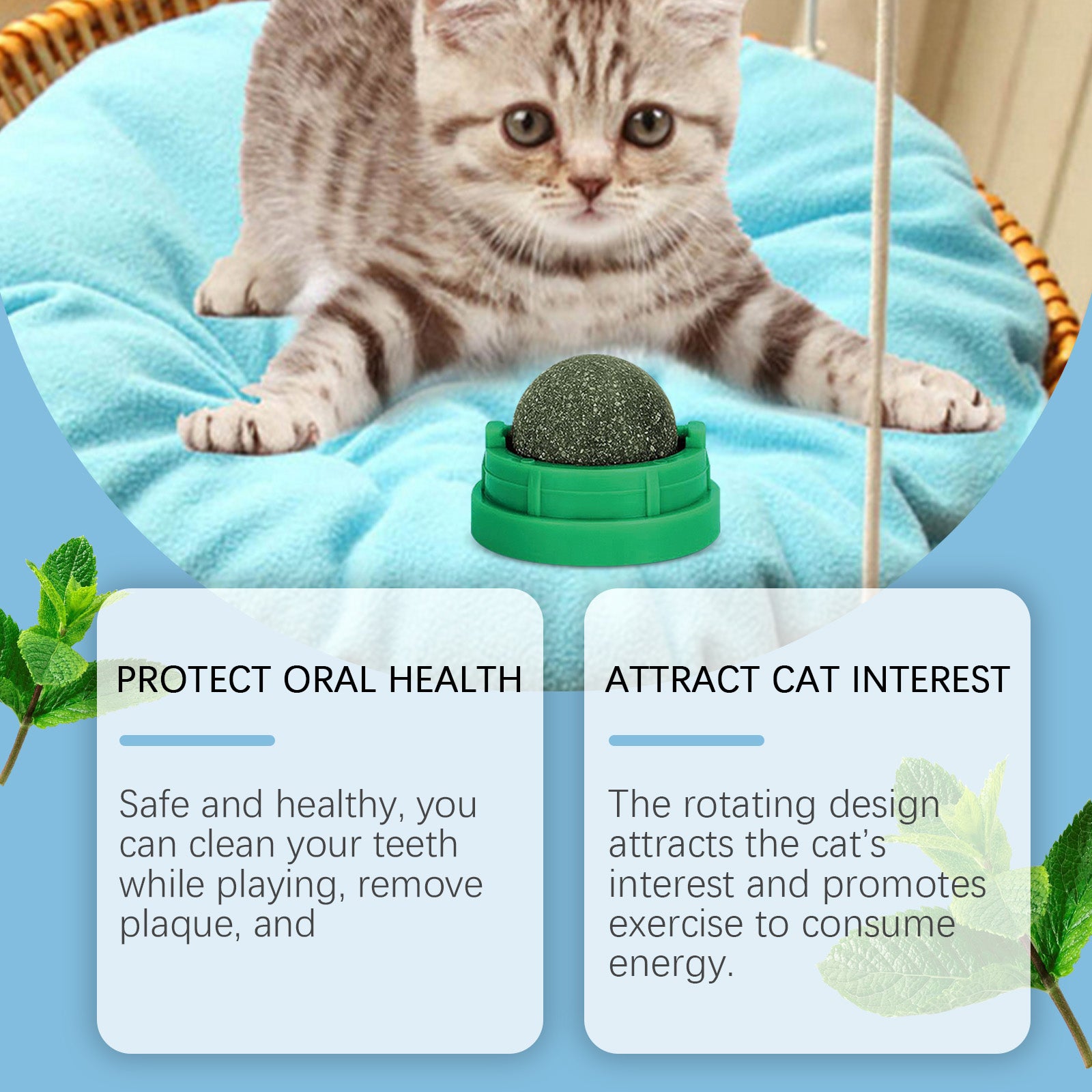 OMCPET Cat Dental Toy – Catnip Ball with Mint Flavor