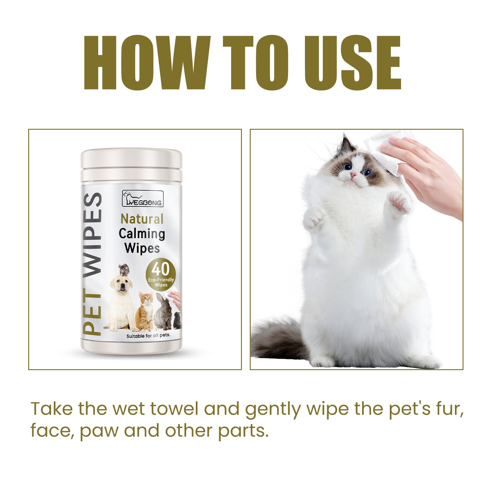 Yegbong Multi-Purpose Pet Wipes – Ear, Eye & Body Cleaning Wipes