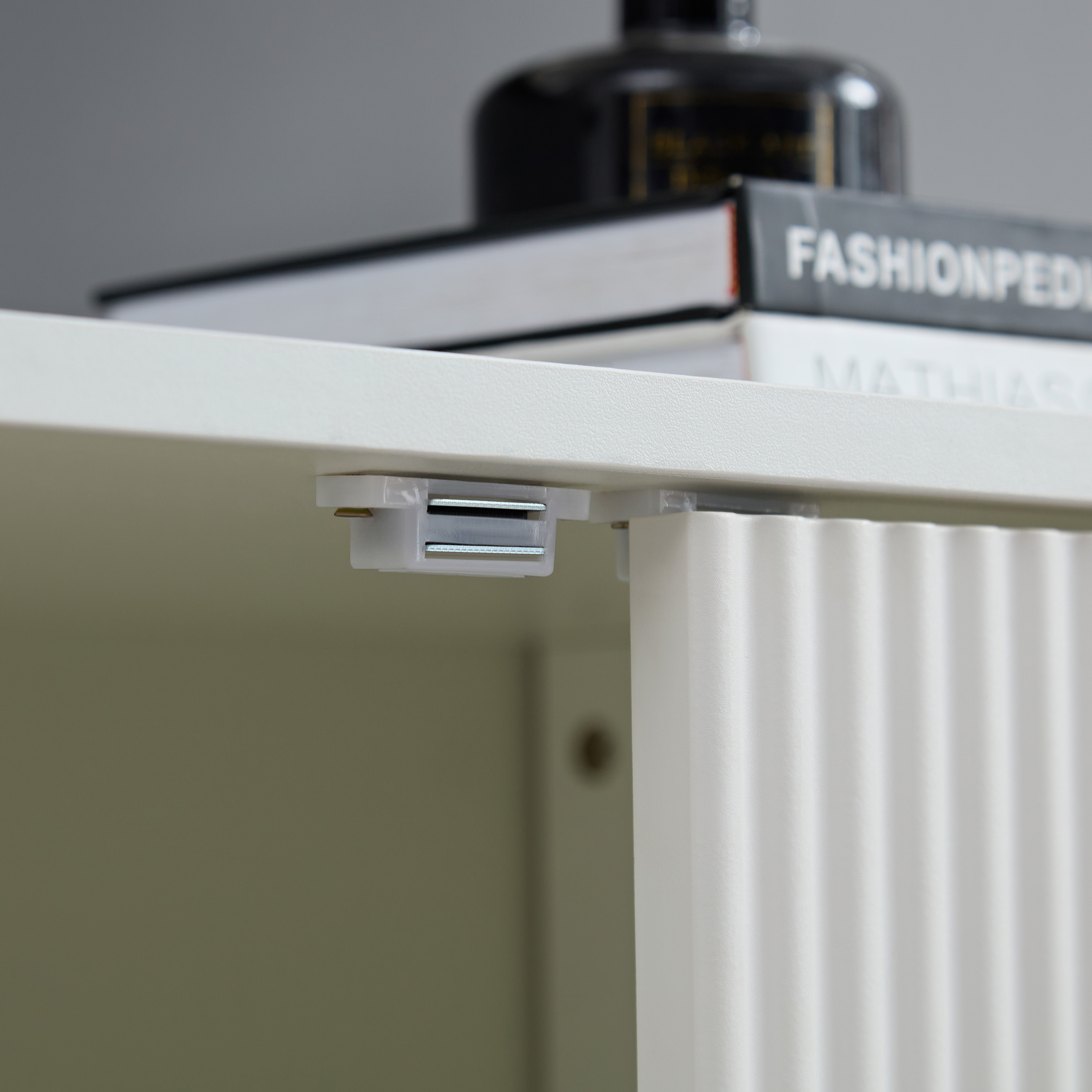 Wavy Texture White Storage Cabinet