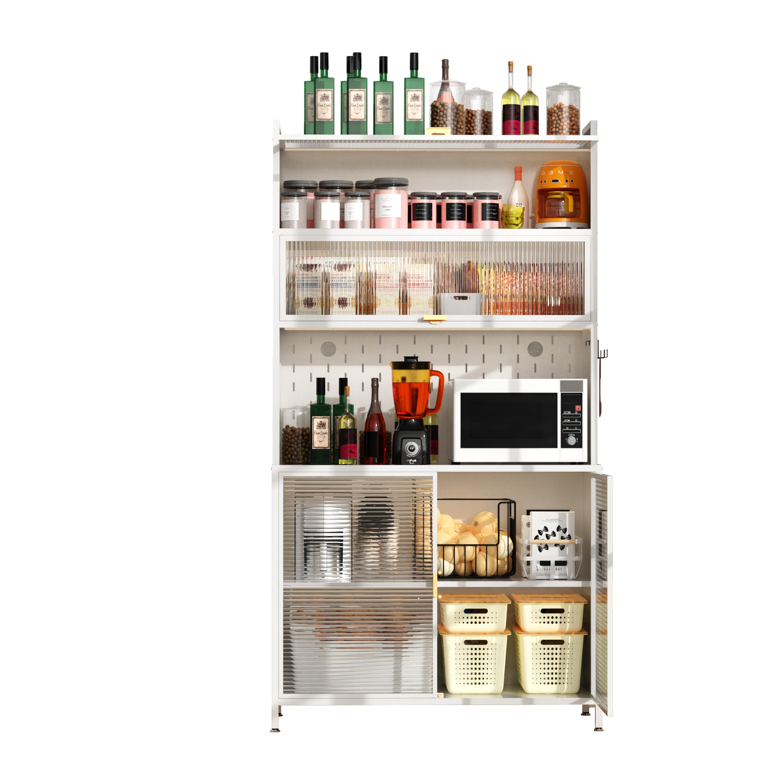 Large Kitchen Storage Cabinet | 73" Pantry Organizer with Flip Doors