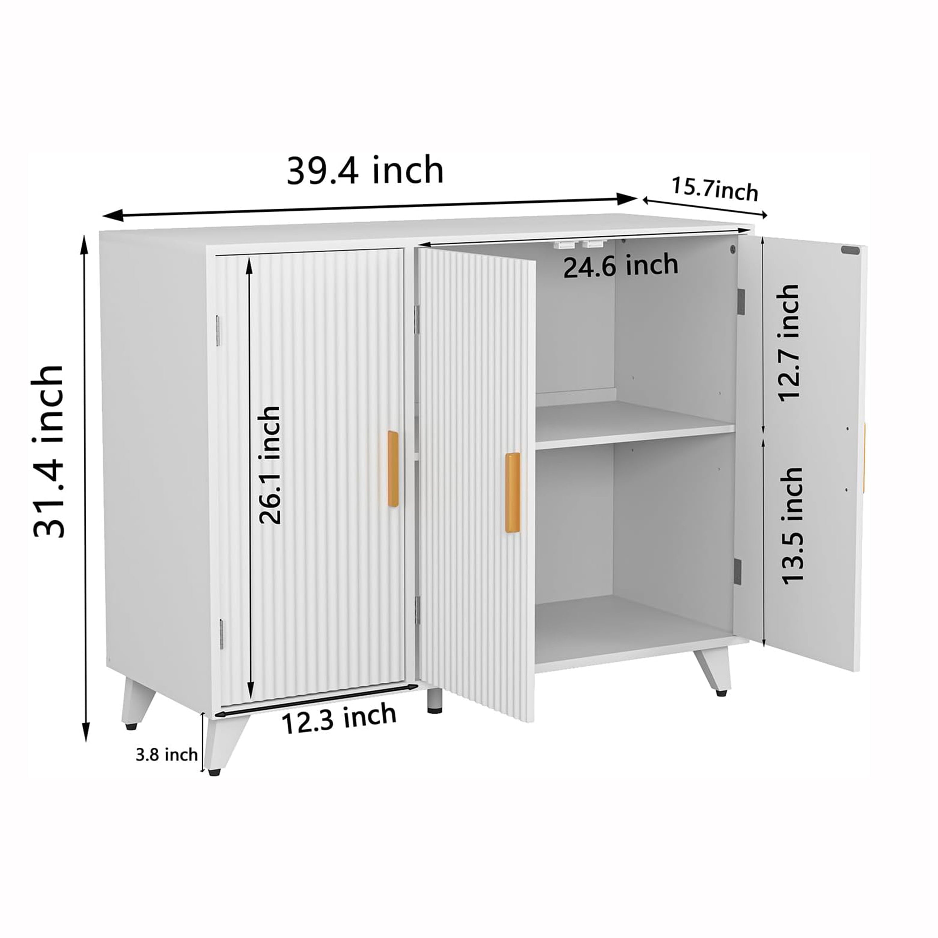 Wavy Texture White Storage Cabinet