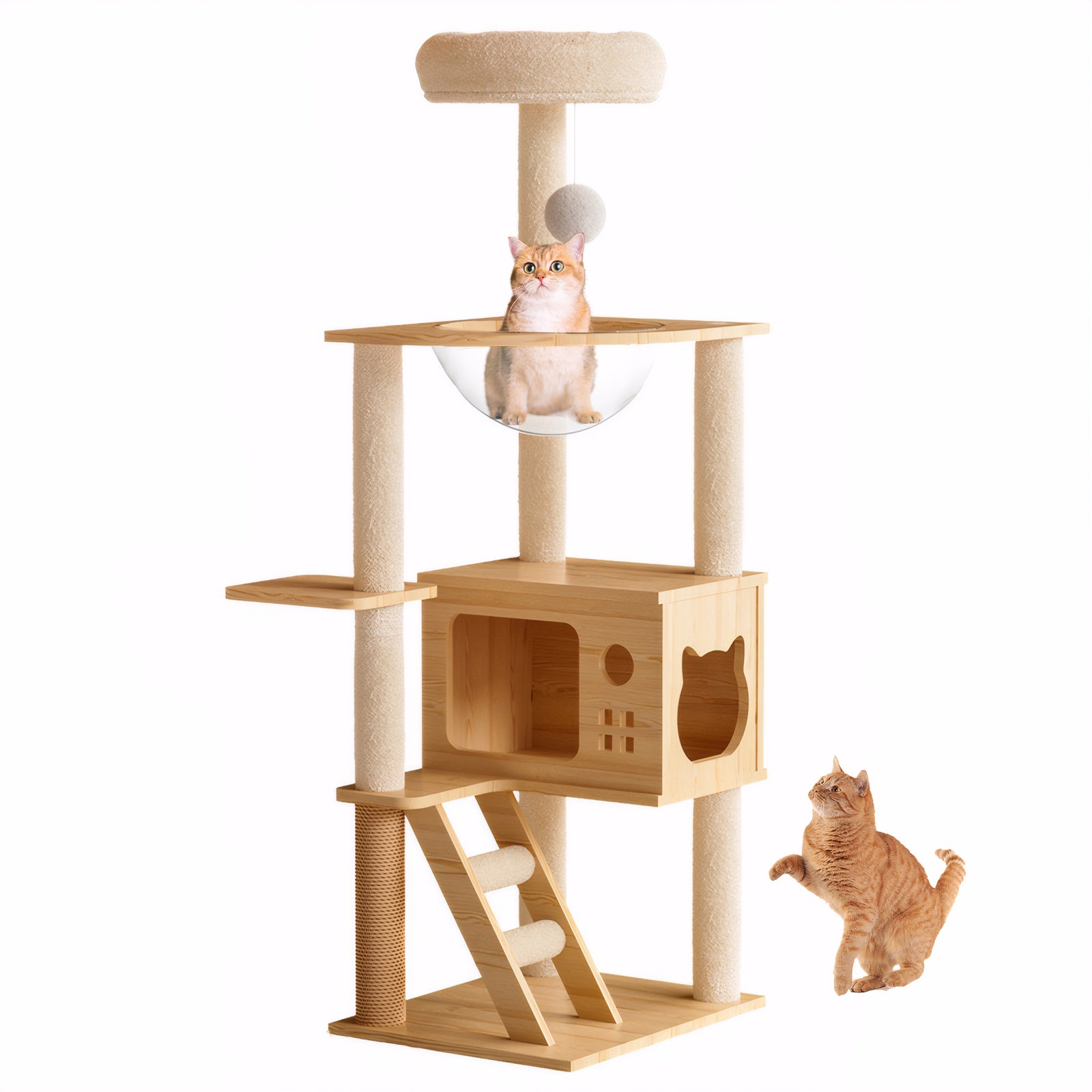 OMCPET Cat Condo Tower – Wood Tree with Perch and Hammock