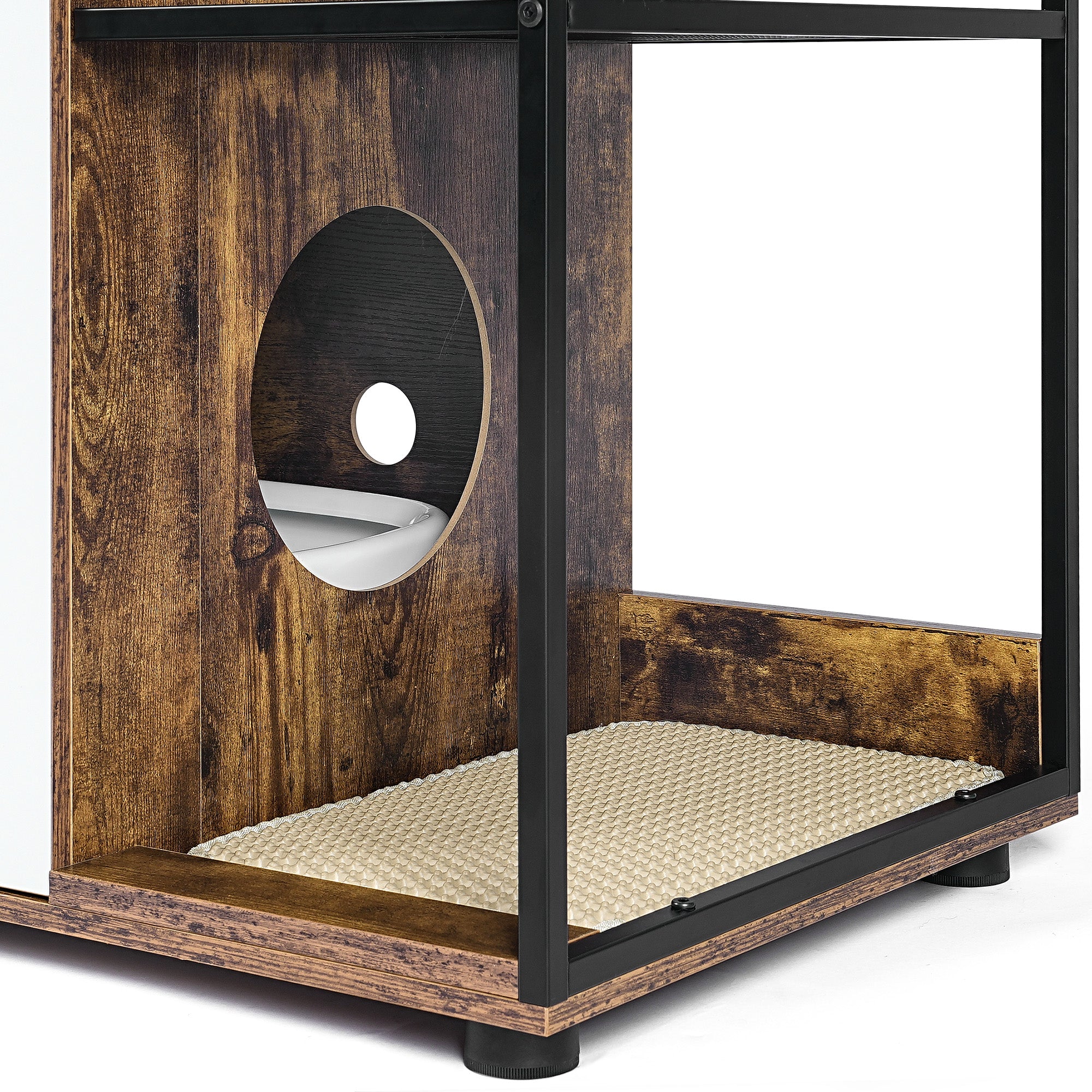 OMCPET Cat Litter Box Enclosure – Multi-Cat Cabinet with Hidden Storage Design