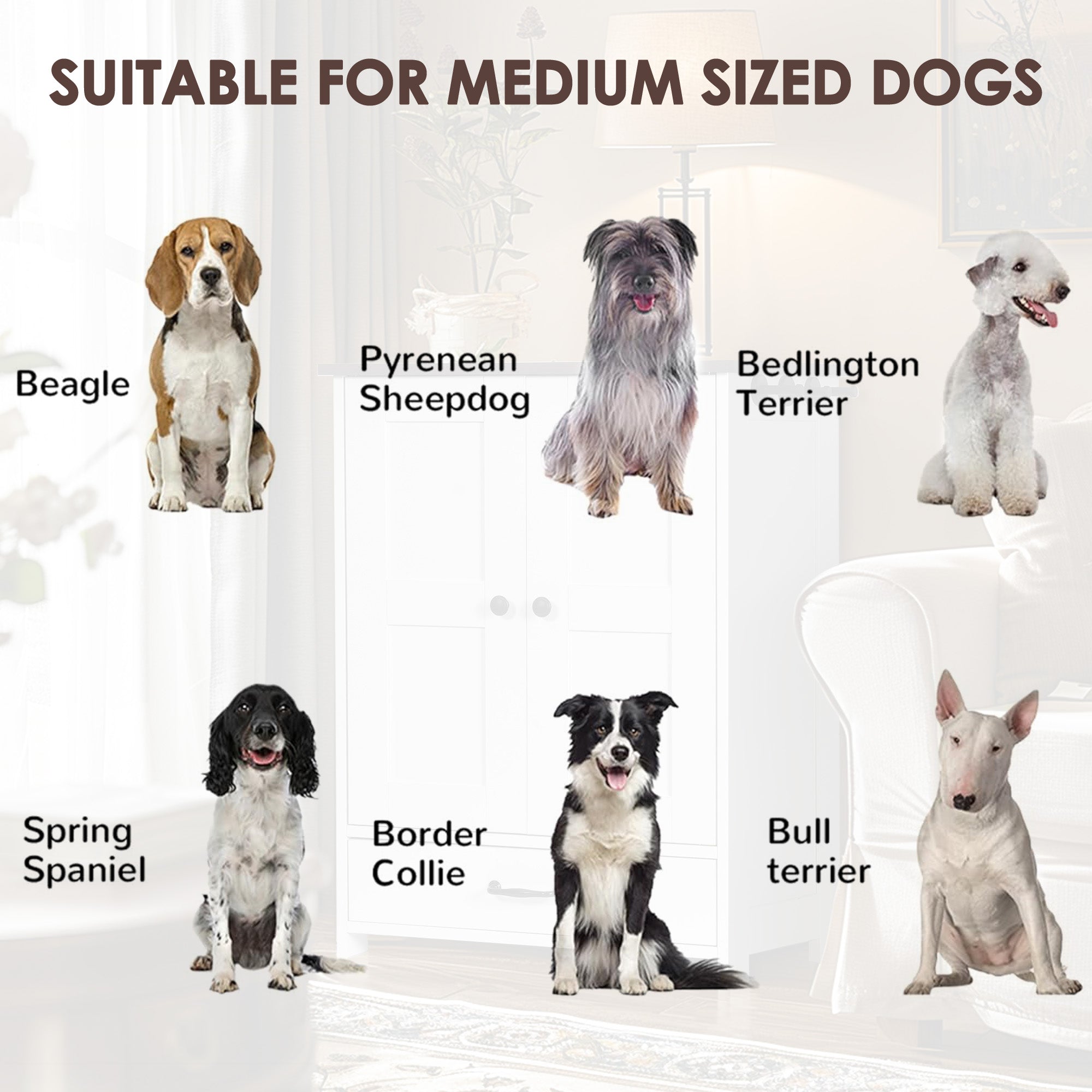 OMCPET Elevated Dog Food Station – Hidden Dog Bowls with Storage & Hooks for Medium Breeds