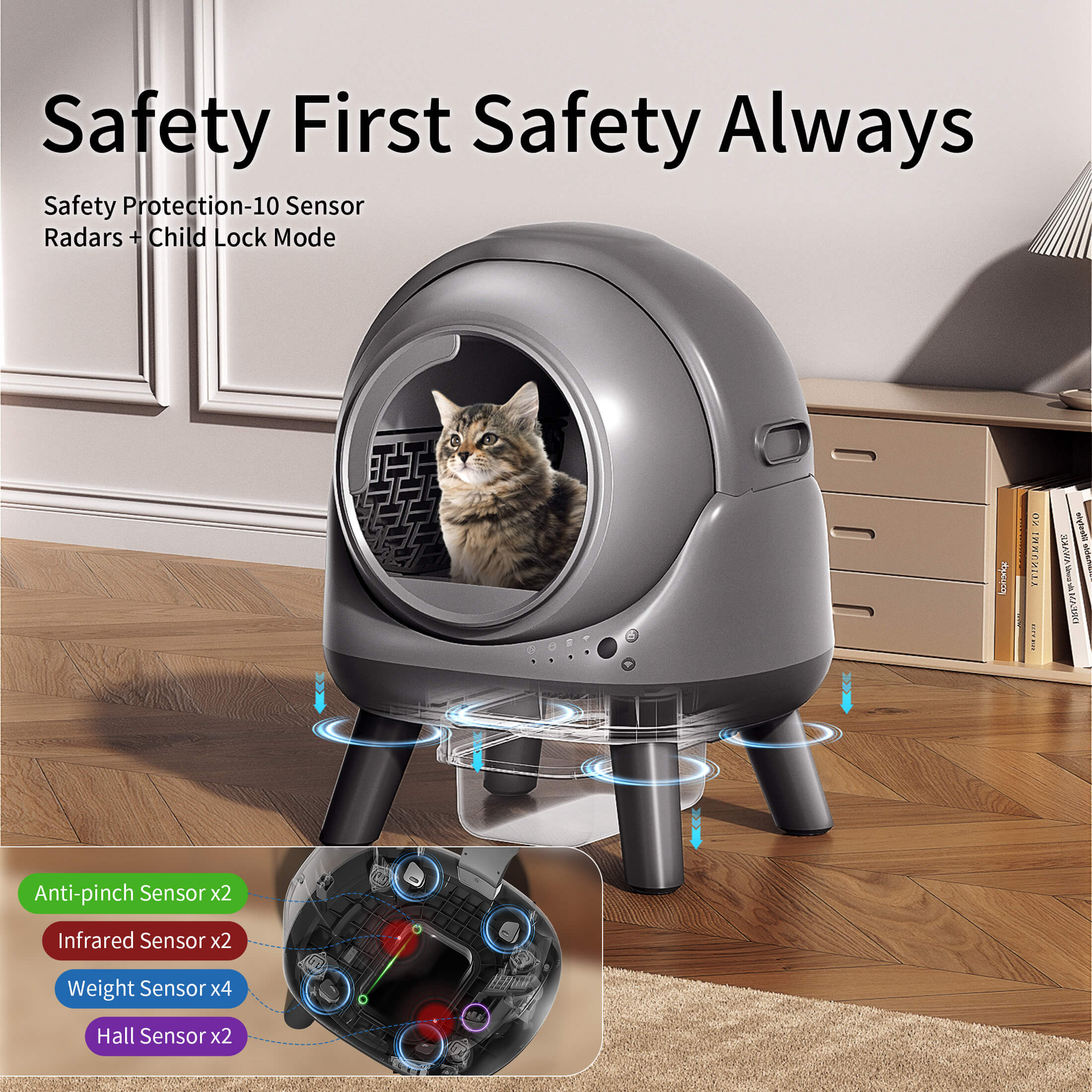OMCPET M2 Automatic Cat Litter Box – Odor Control & Kitten Mode