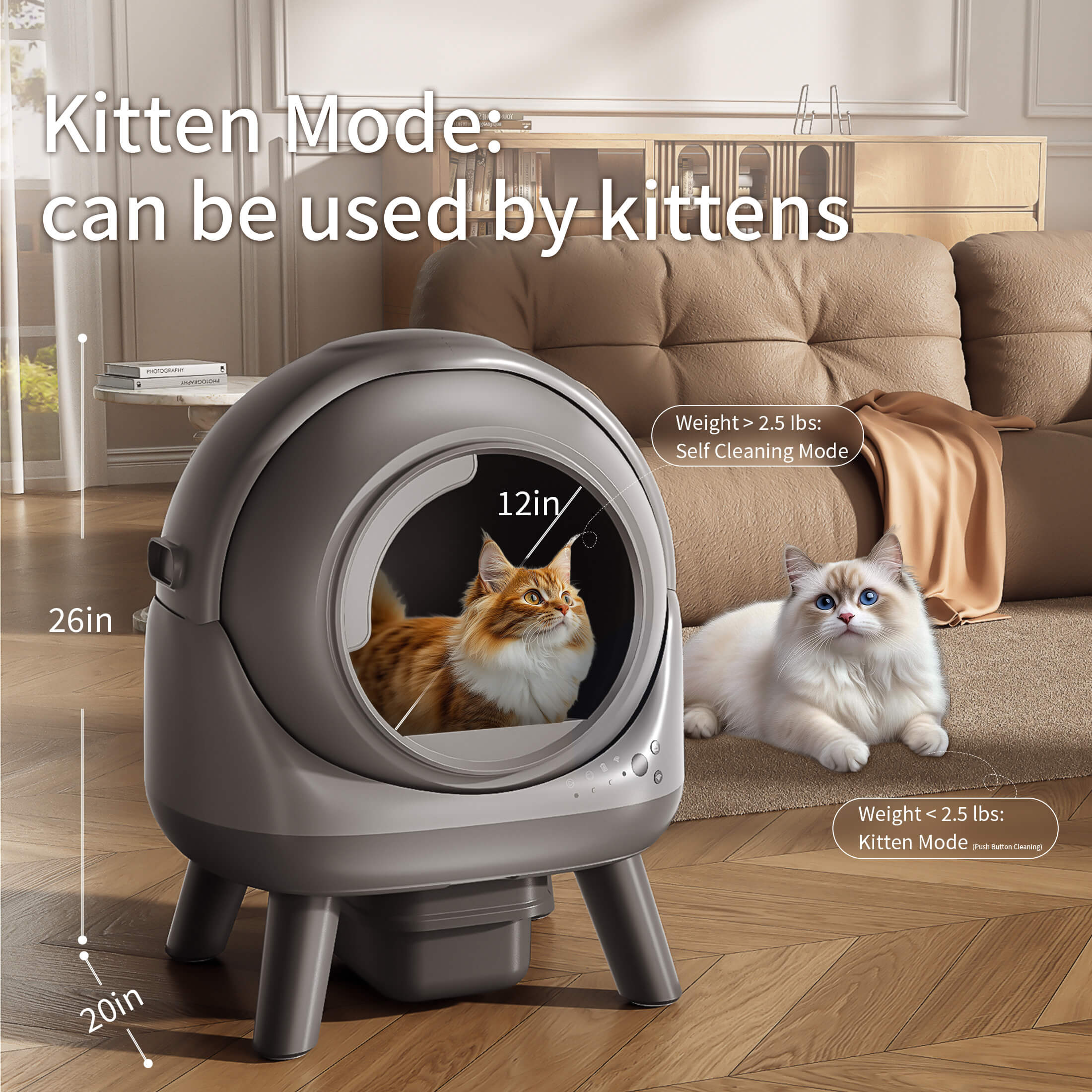 OMCPET M2 Automatic Cat Litter Box – Odor Control & Kitten Mode