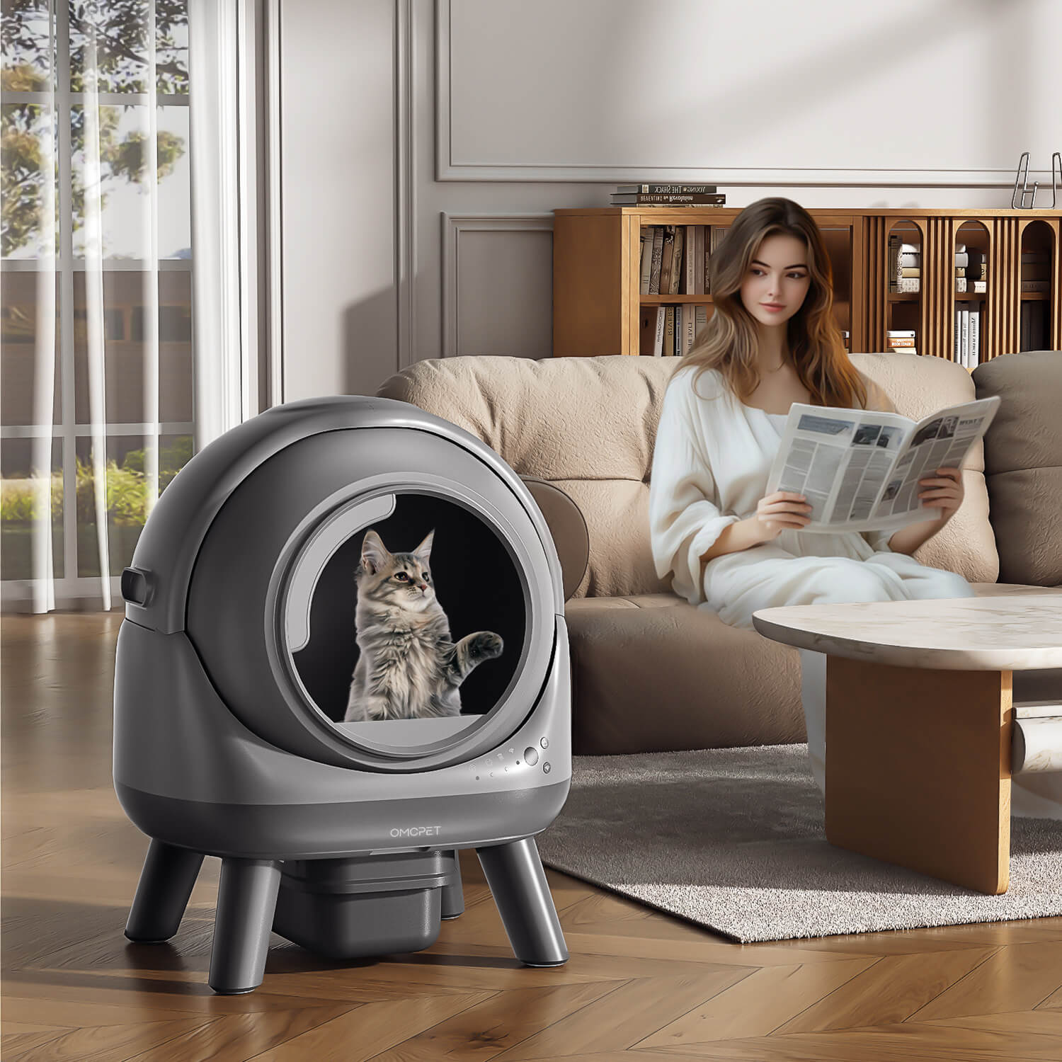 OMCPET M2 Automatic Cat Litter Box – Odor Control & Kitten Mode