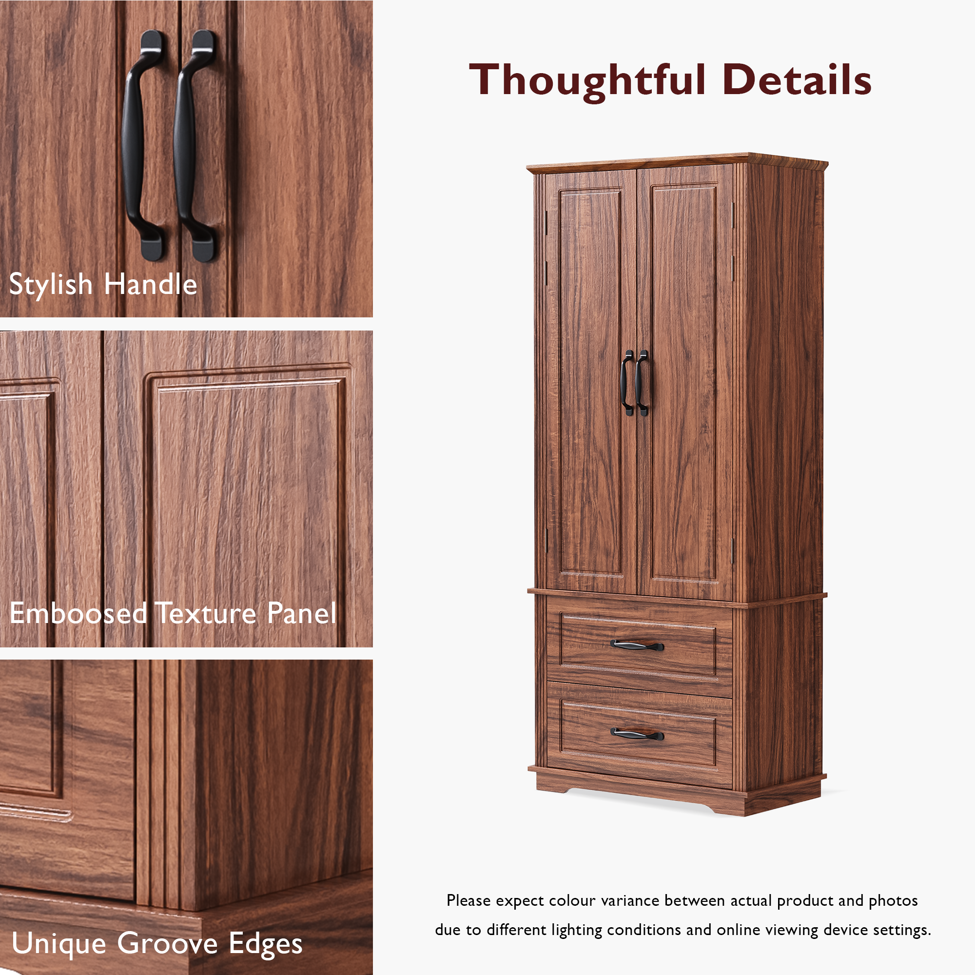 K&K 71" Farmhouse Kitchen Pantry Cabinet with Storage Brown
