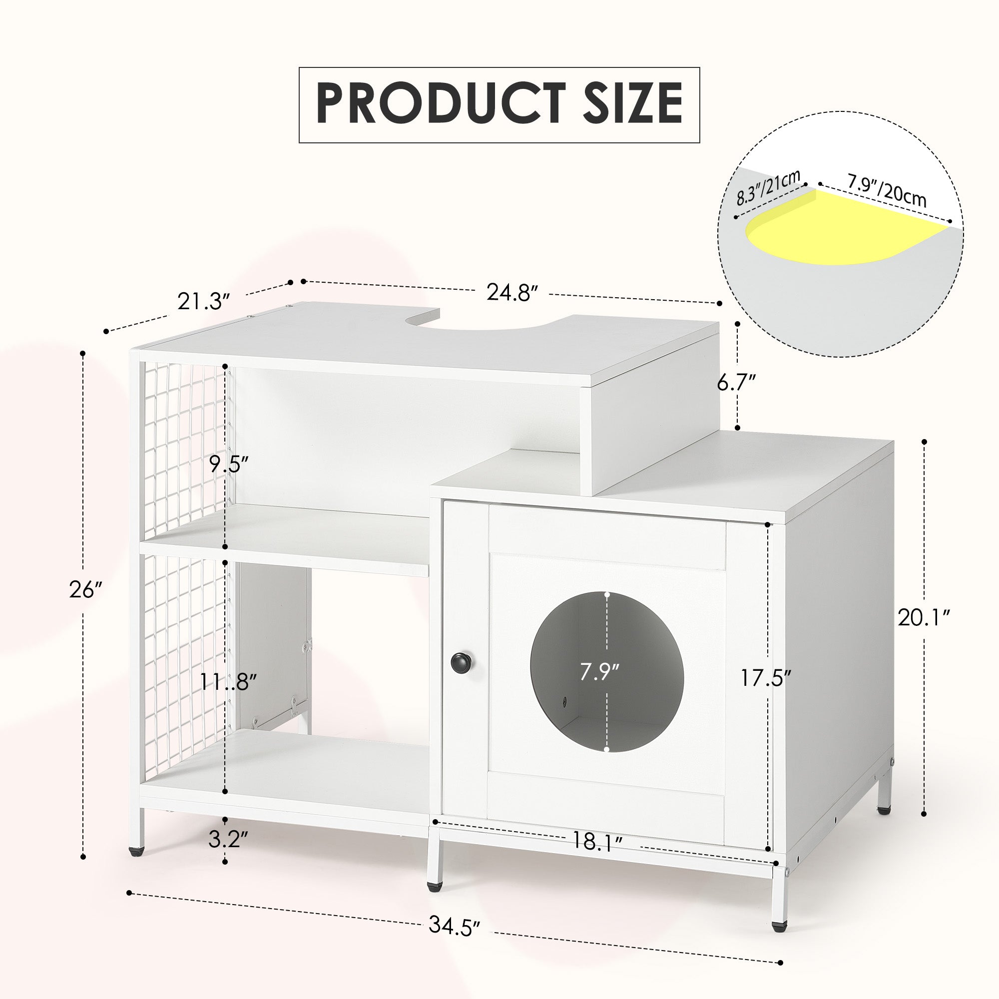 White Indoor Cat Washroom with Divider – OMCPET