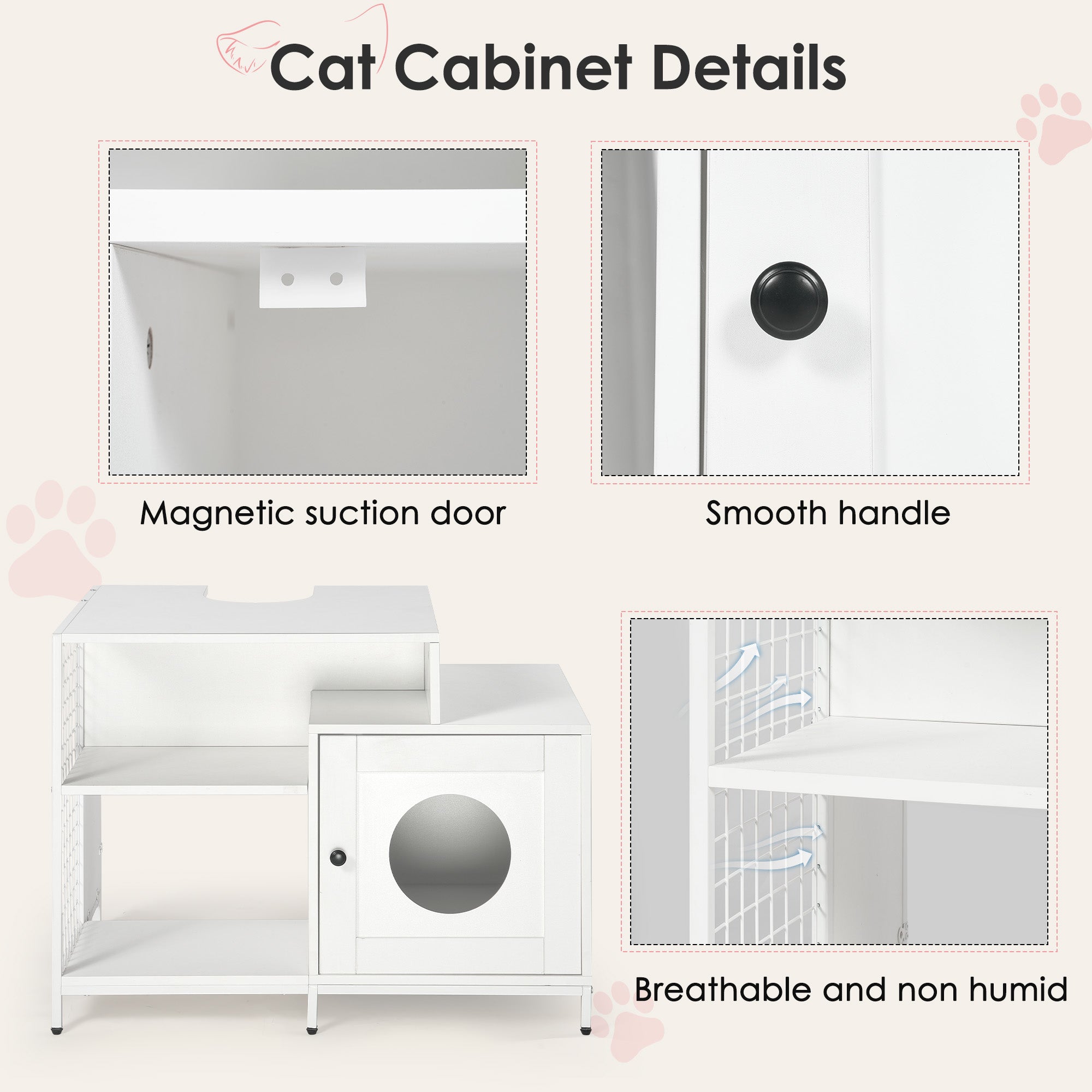 White Indoor Cat Washroom with Divider – OMCPET