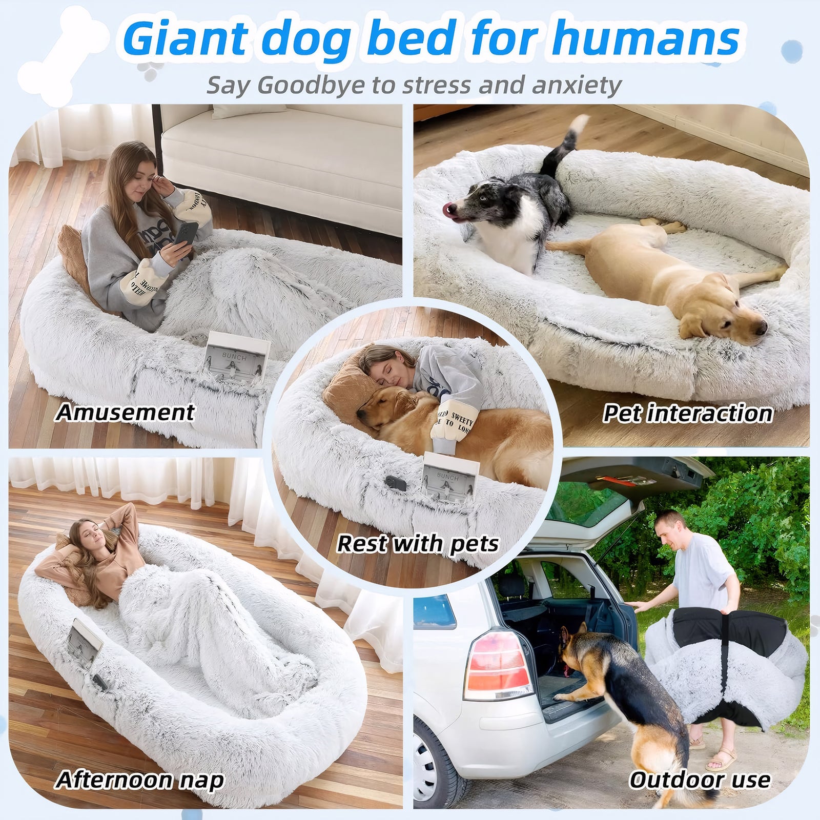 OMCPET Human-Size Dog Bed β For Napping, Cuddling & Relaxing with Pets